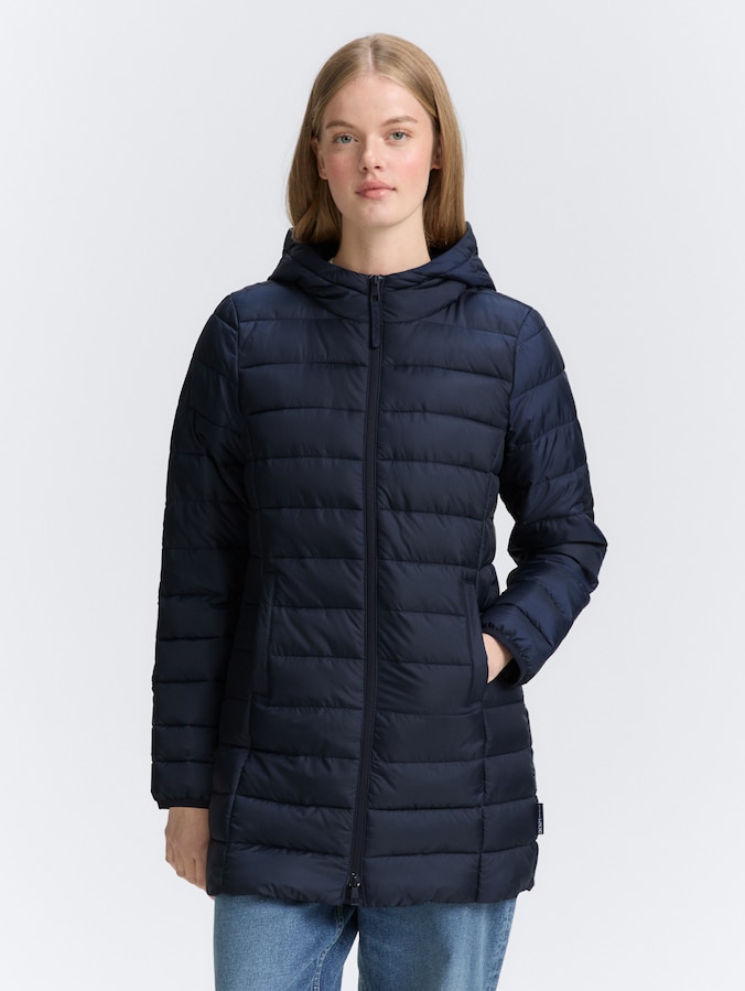 Lichtgewicht gewatteerde jas met capuchon door Denim Female, sky captain blue