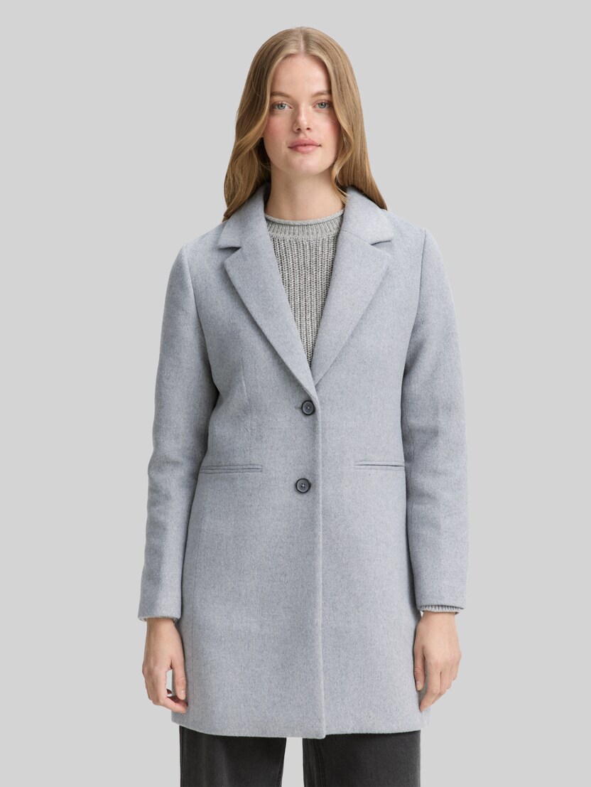 Slim Fit Wollmantel von Denim Female, Cement Grey Mélange