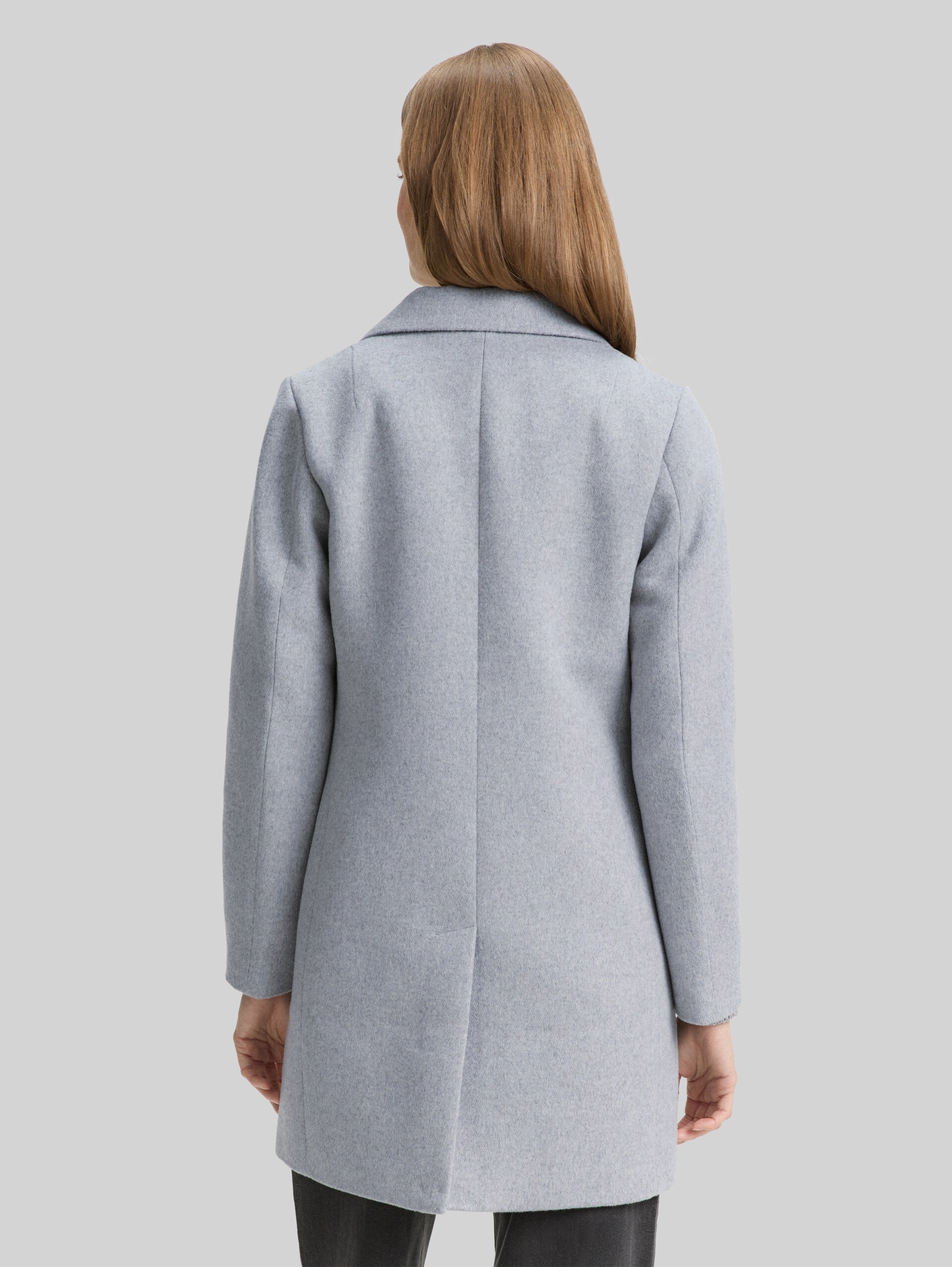 Slim fit wollen jas - Cement Grey Mélange - Model-achteraanzicht