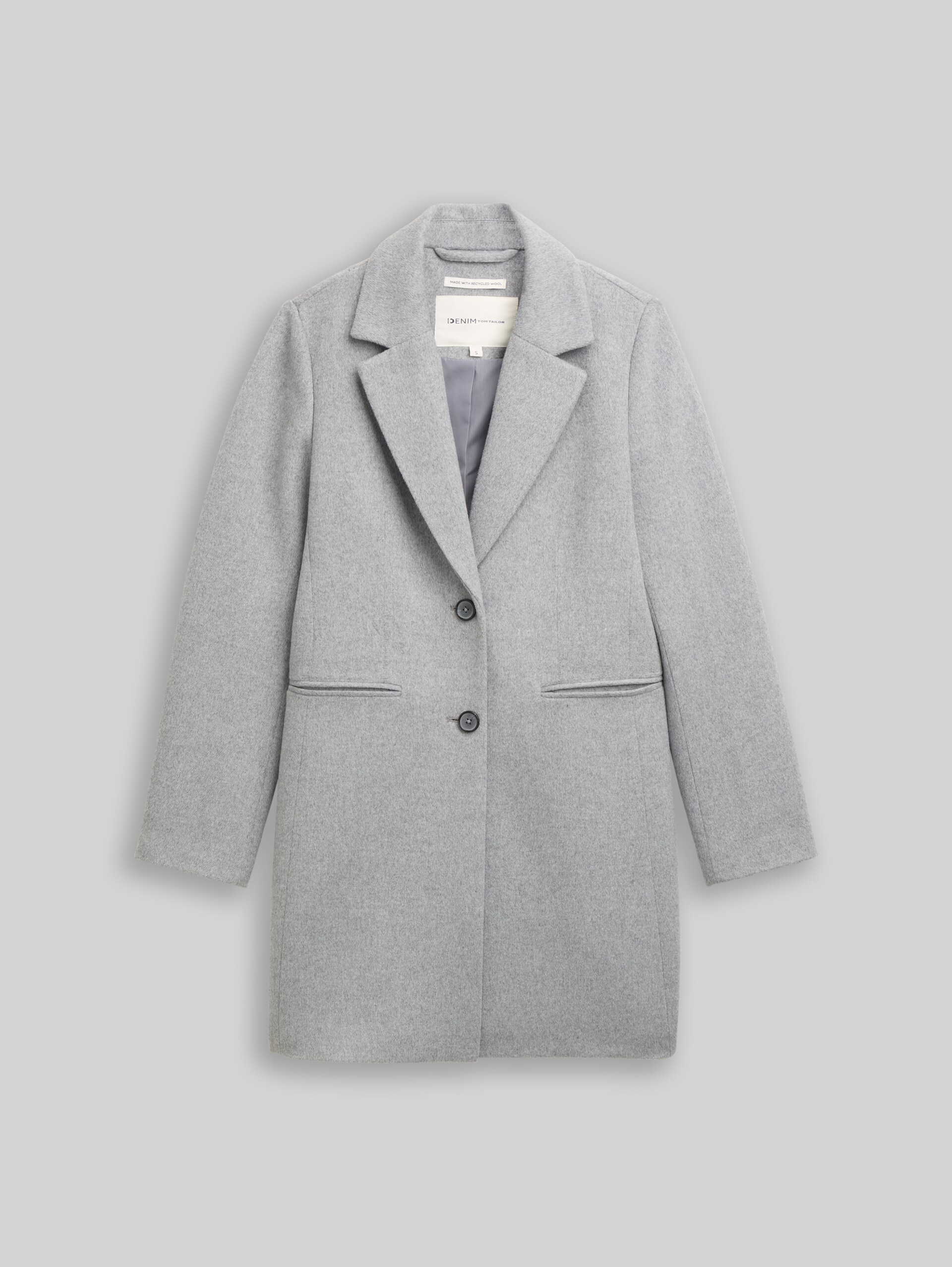 Slim fit wollen jas - Cement Grey Mélange - Product vooraanzicht