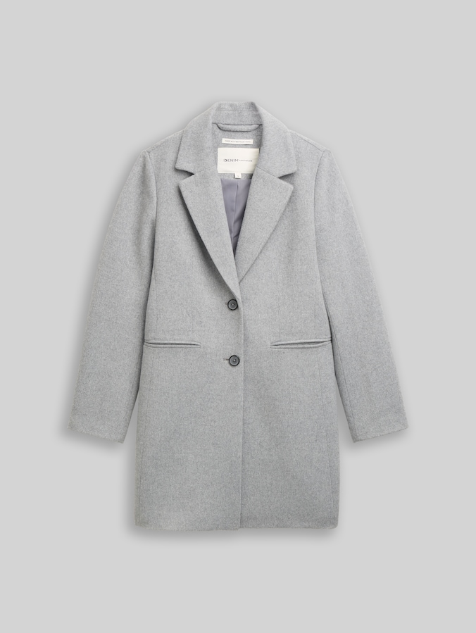 Slim Fit Wollmantel von Denim Female, Cement Grey Mélange