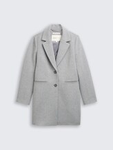 Slim Fit Wollmantel - Cement Grey Mélange - Vorder-Produkt-Ansicht