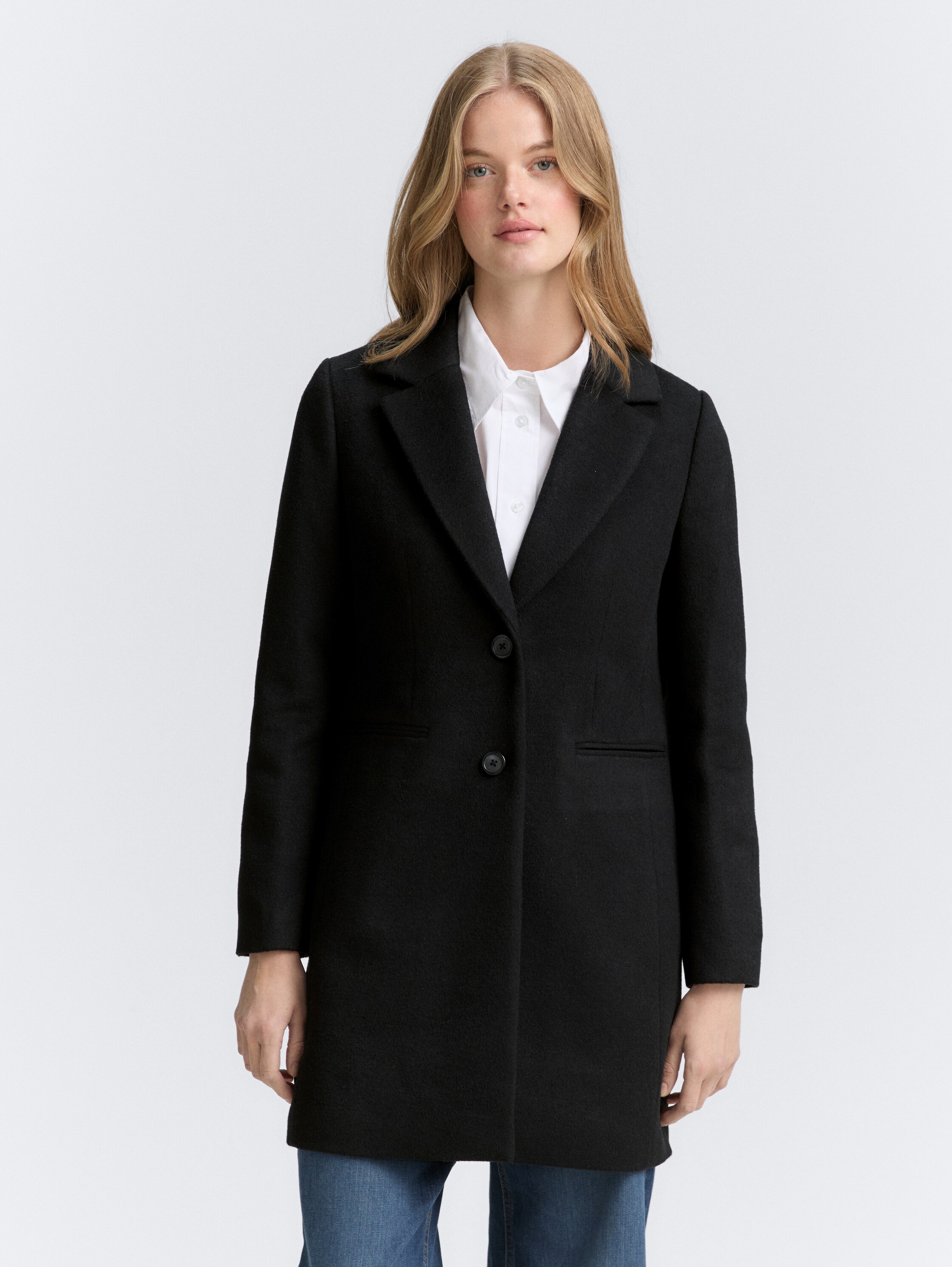 Slim Fit Wollmantel - deep_black_1 - 