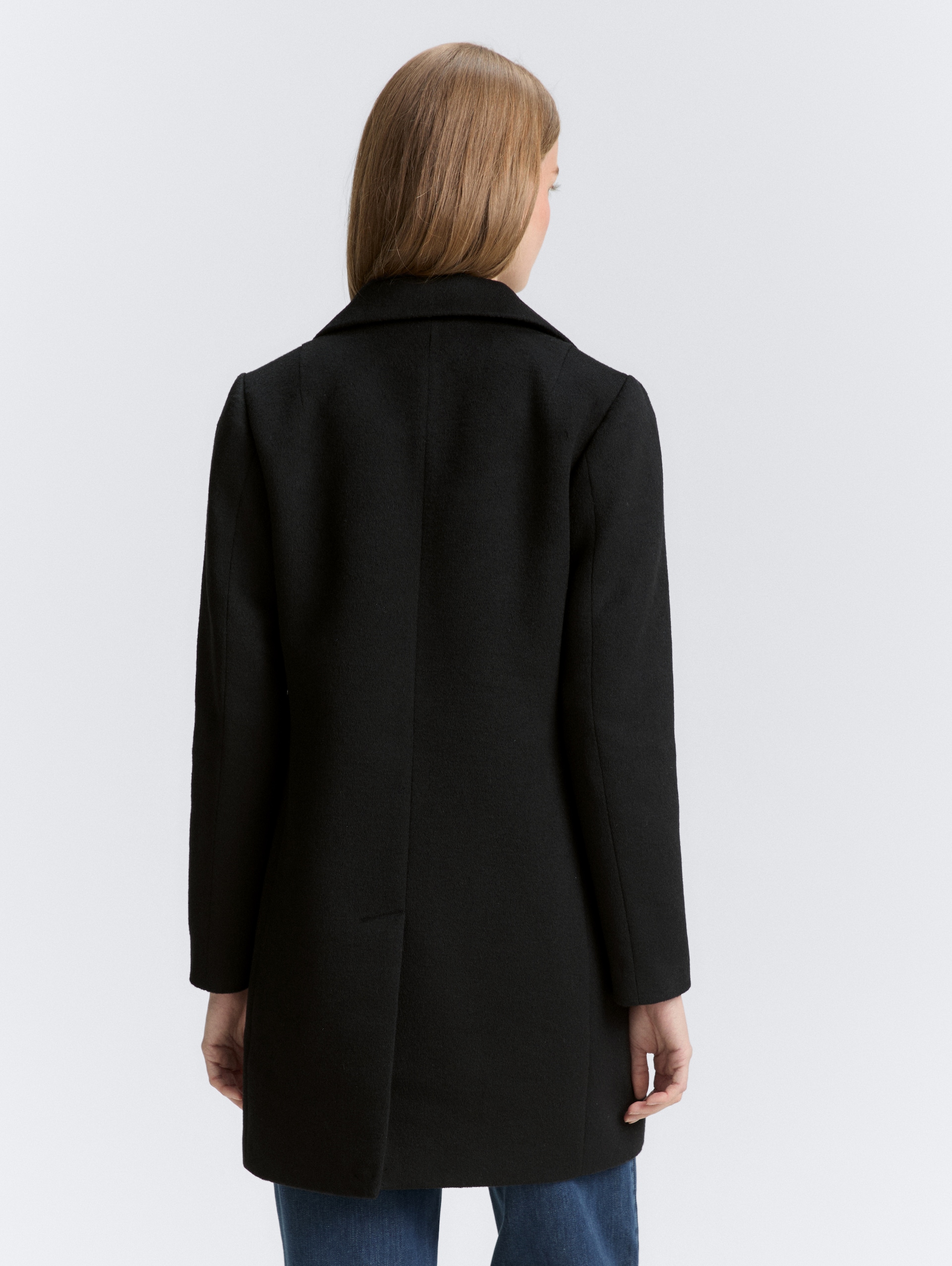 Slim Fit Wollmantel - deep black - Model-Rückansicht