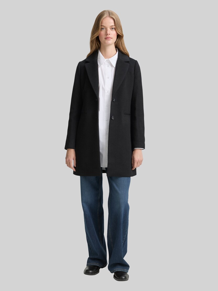 Slim Fit Wollmantel von Denim Female, deep black