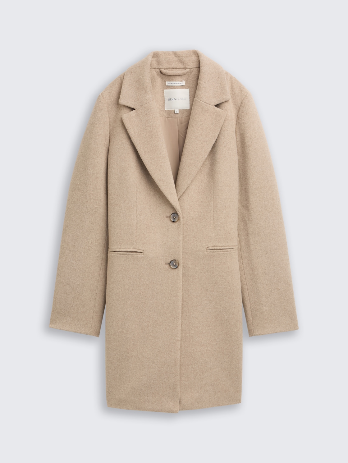 Slim Fit Wollmantel - natural beige melange - Vorder-Produkt-Ansicht