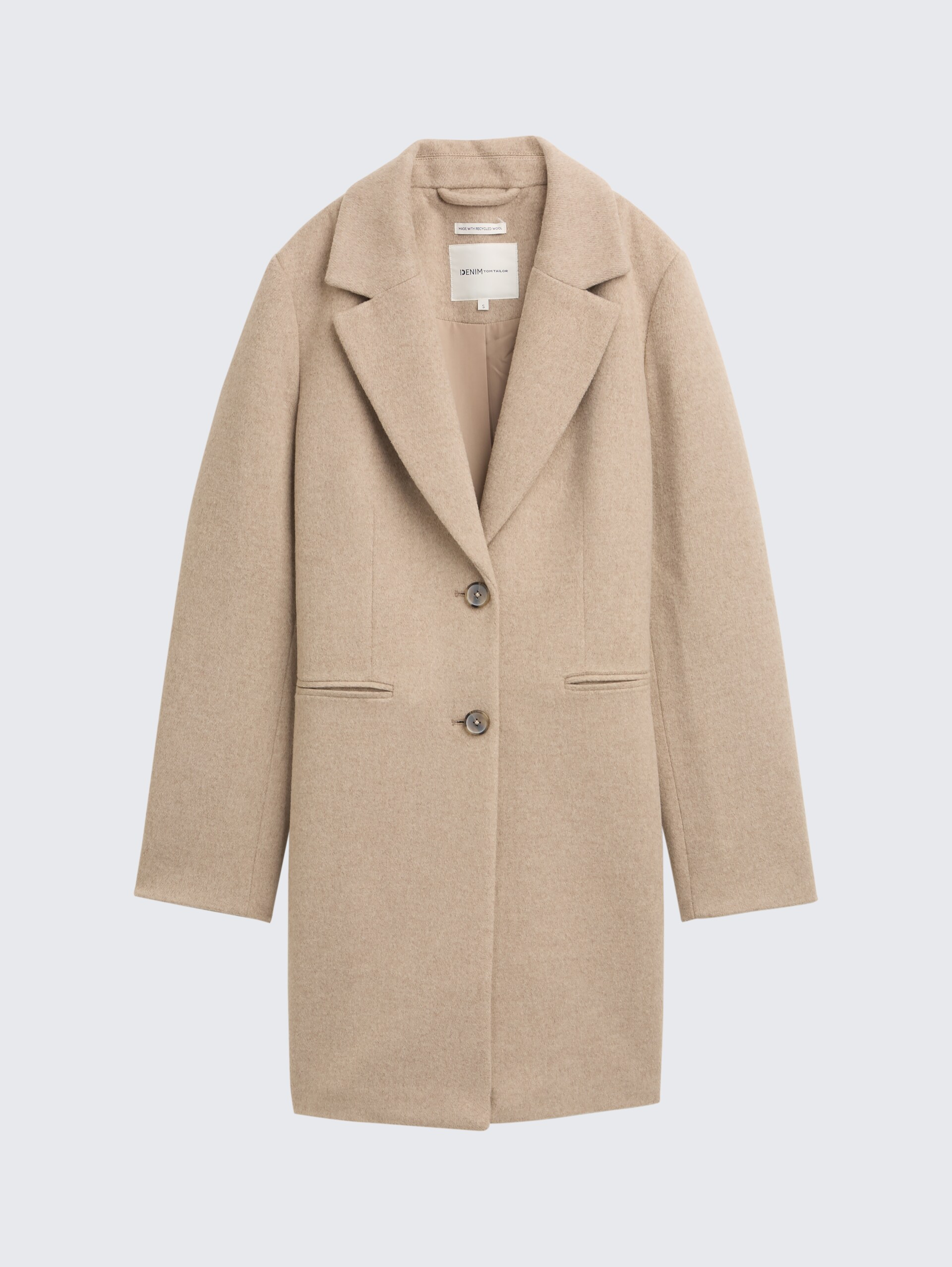 Slim Fit Wollmantel - natural beige melange - Vorder-Produkt-Ansicht