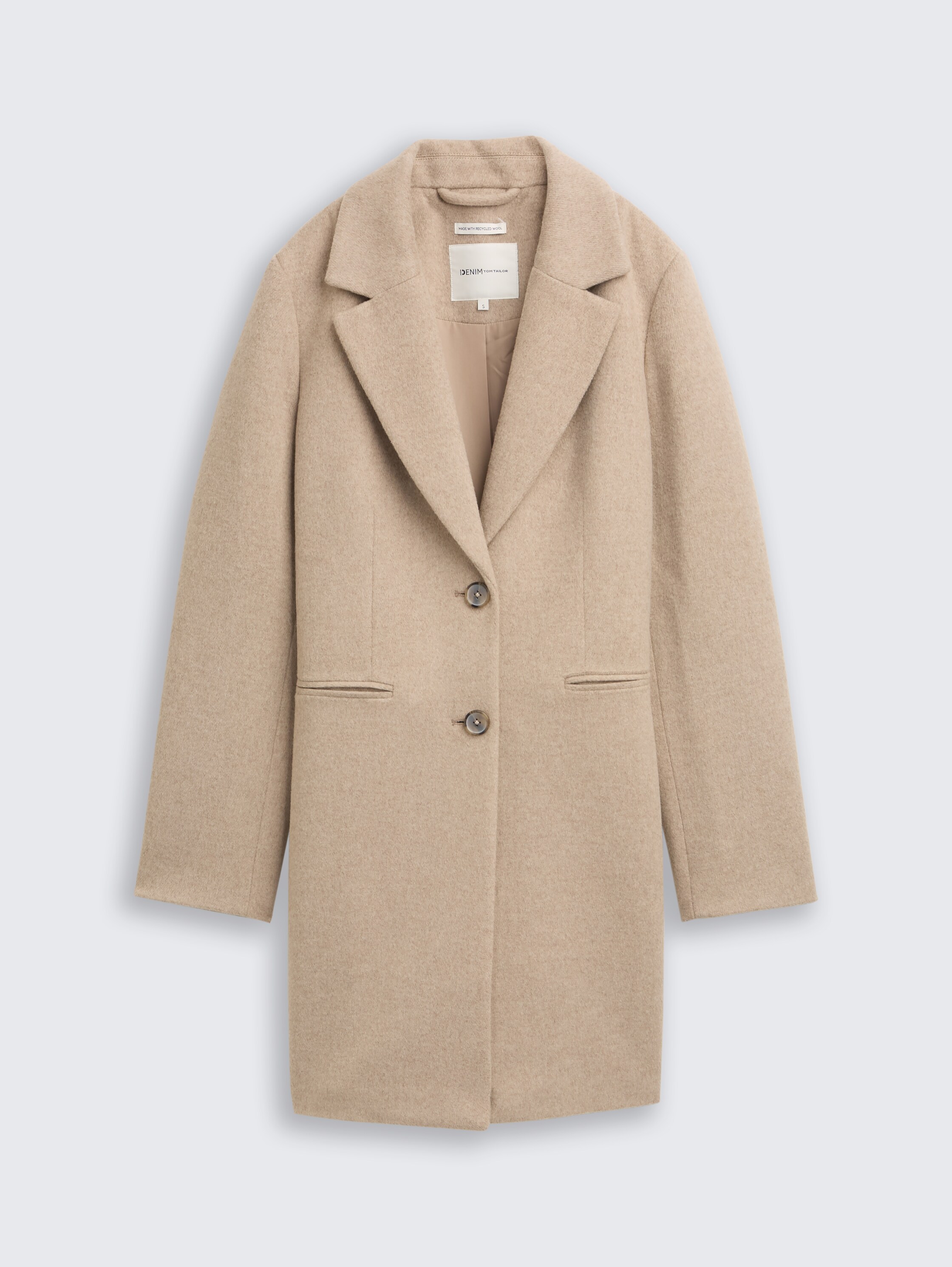 Slim Fit Wollmantel - natural_beige_melange - 