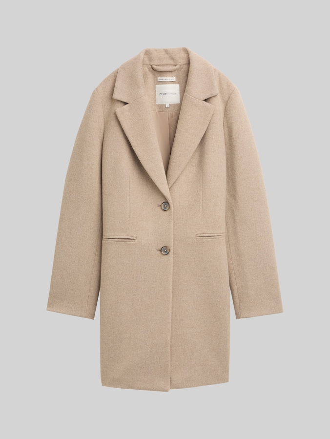 Slim Fit Wollmantel von Denim Female, natural beige melange