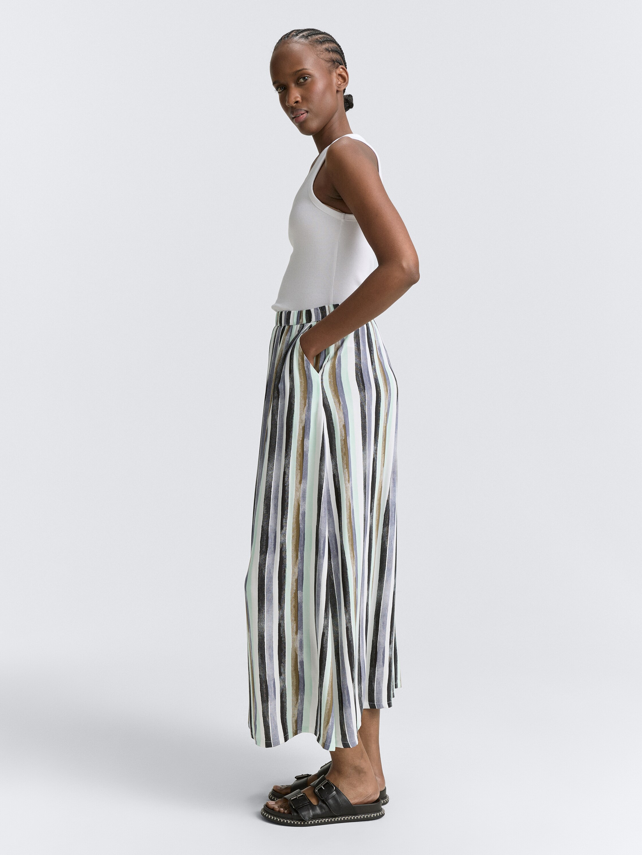 Maxi-Rock mit Eingriffstaschen - watercolor_stripe - 