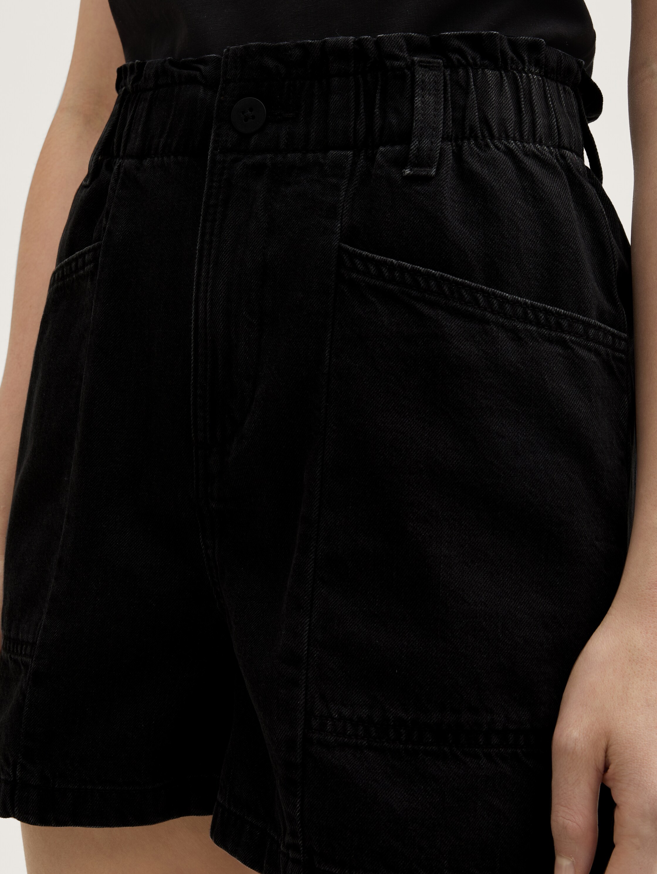 Paperbag jeans shorts - deep_black_1 - 