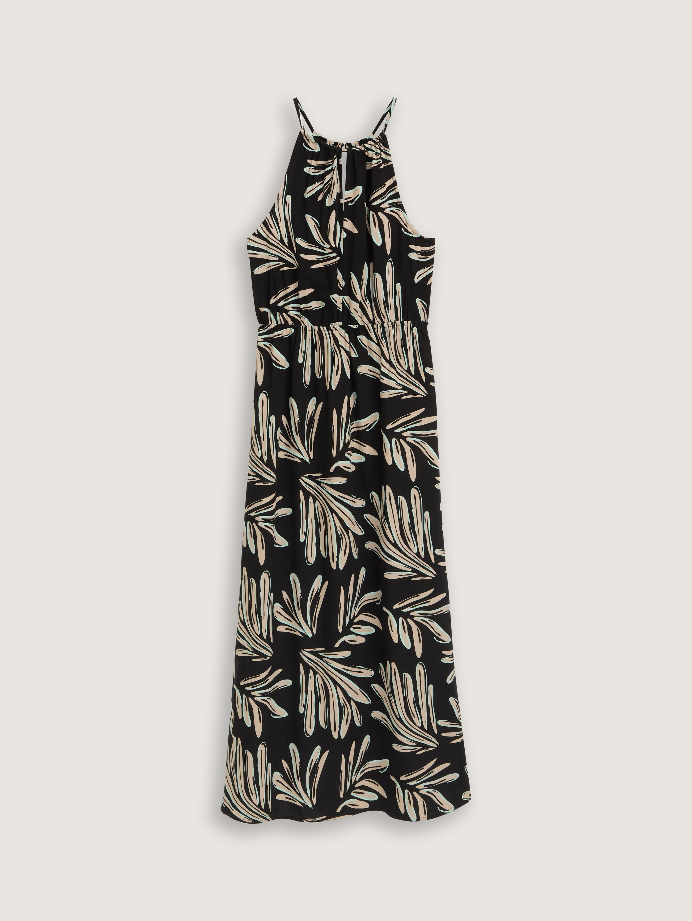 Neckholder Maxi-Kleid - abstract_black_beige_print - 