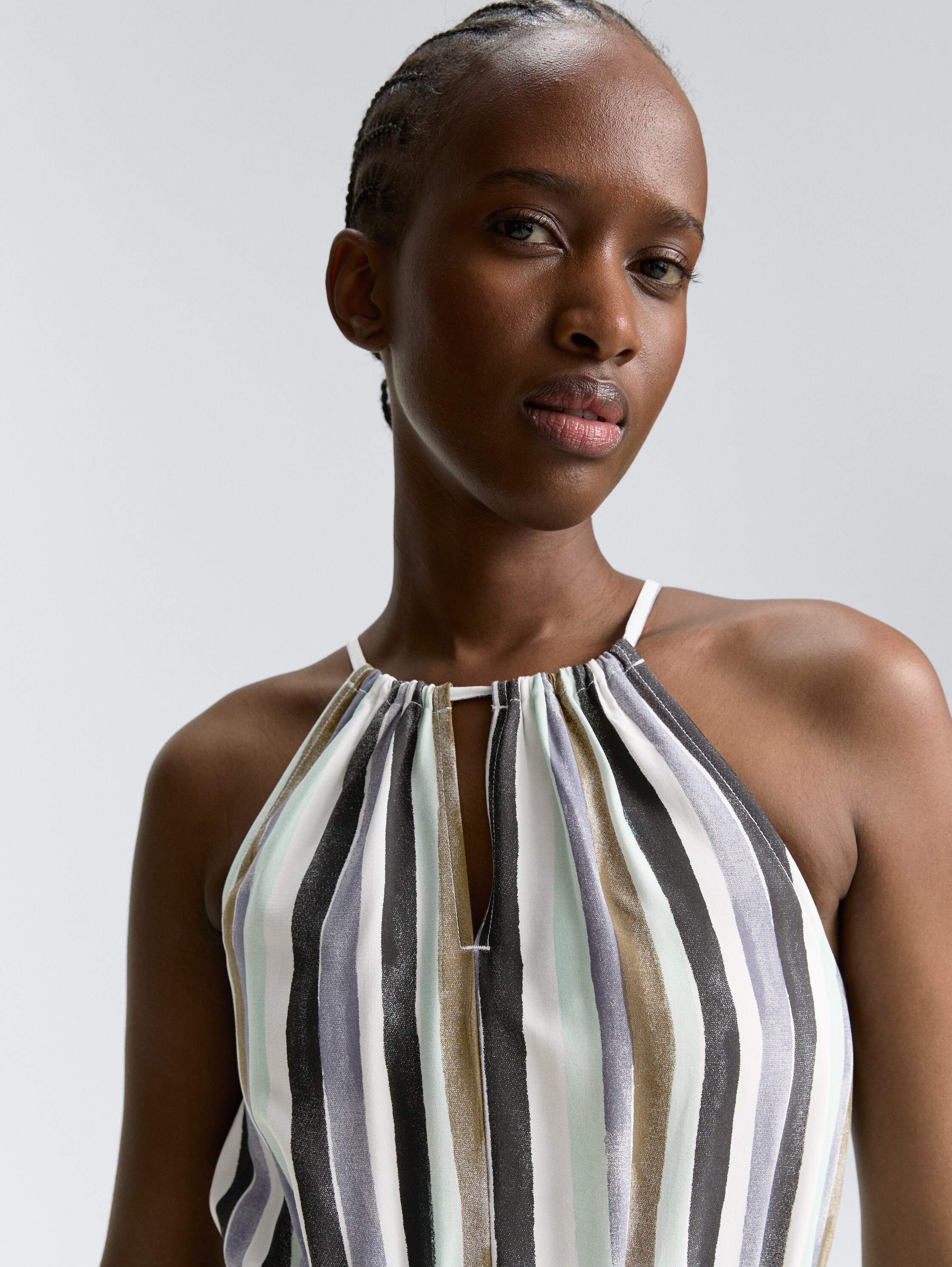 Neckholder Maxi-Kleid - watercolor_stripe - 