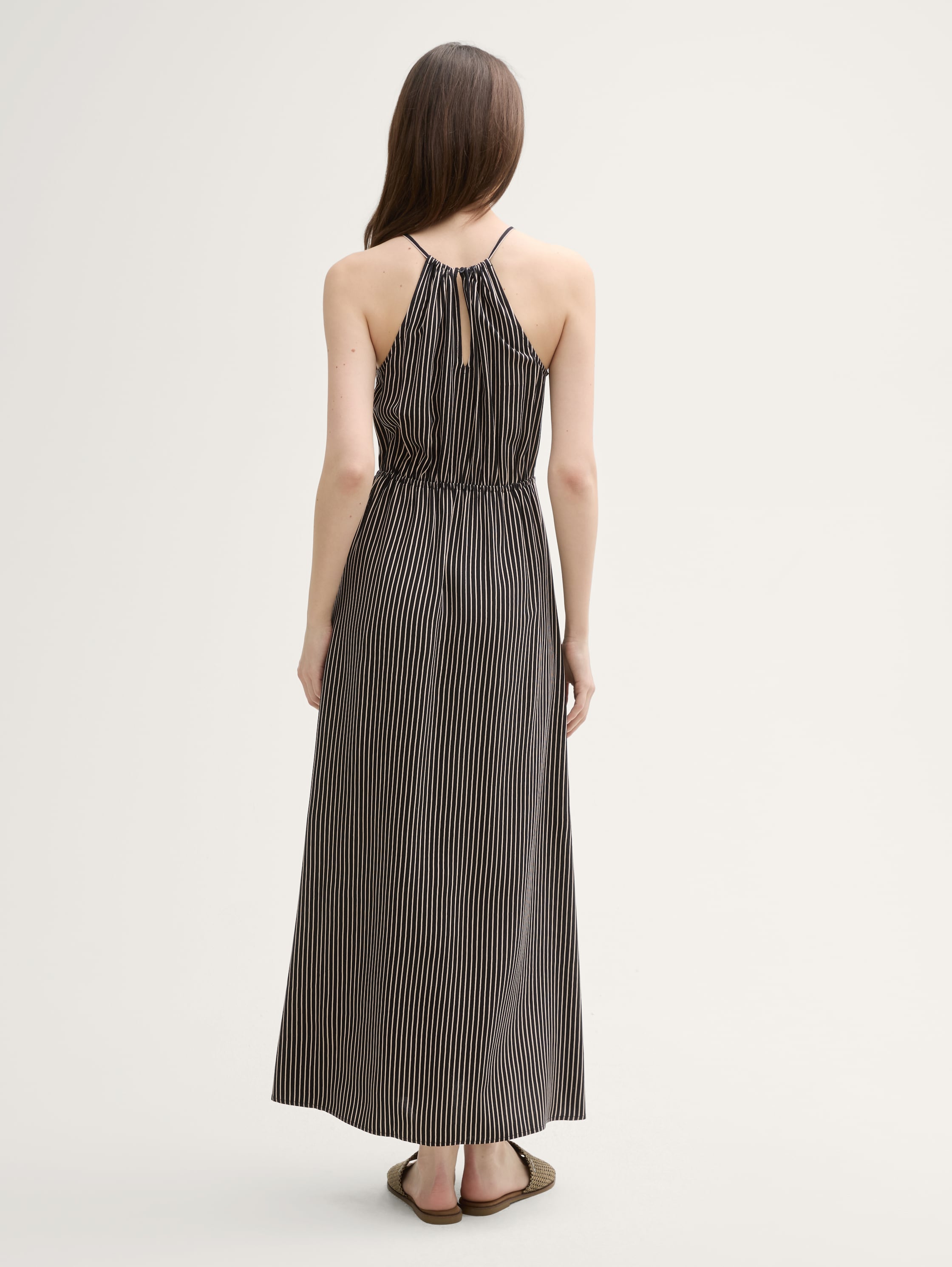 Neckholder Maxi-Kleid - black_beige_stripe - 