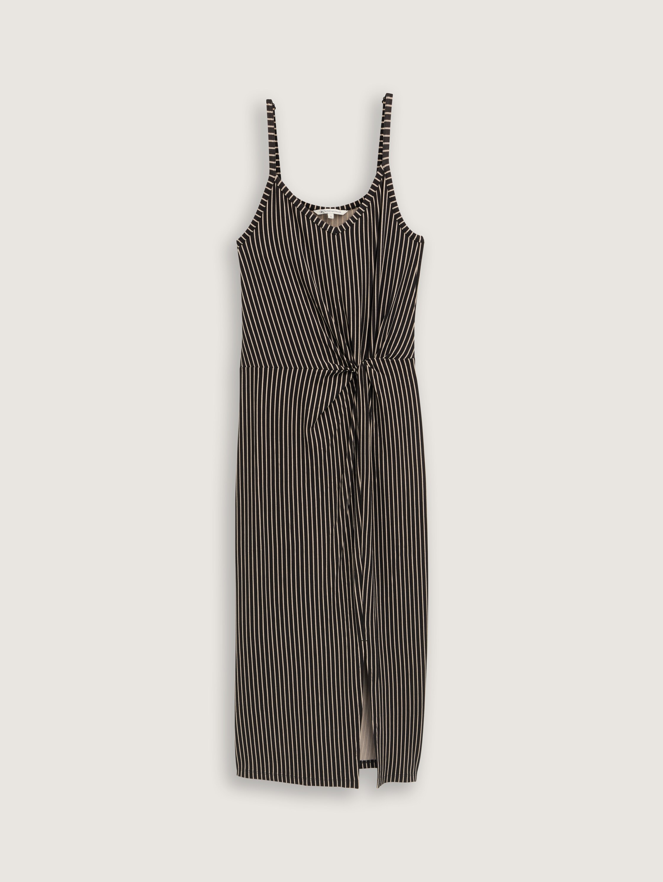 Midi-Trägerkleid mit Twist-Detail - black_beige_stripe - 