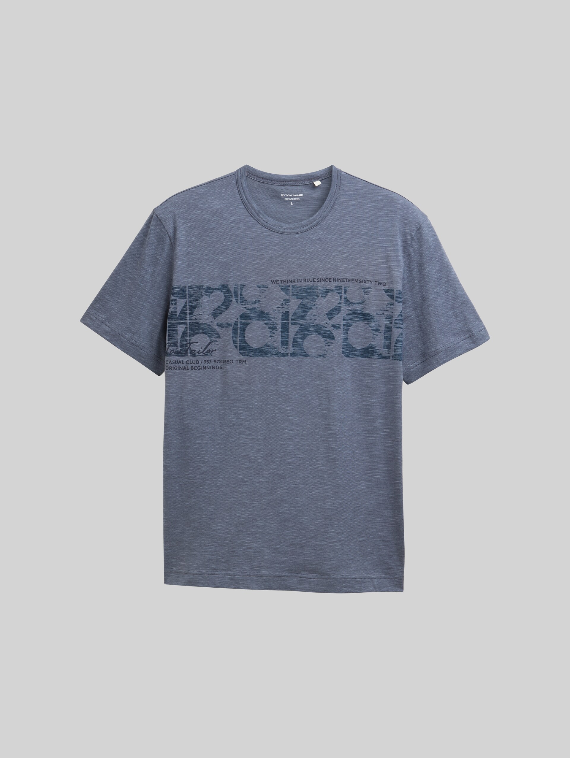 T-Shirt mit Print - blueish grey tonal fine stripe - Vorder-Produkt-Ansicht