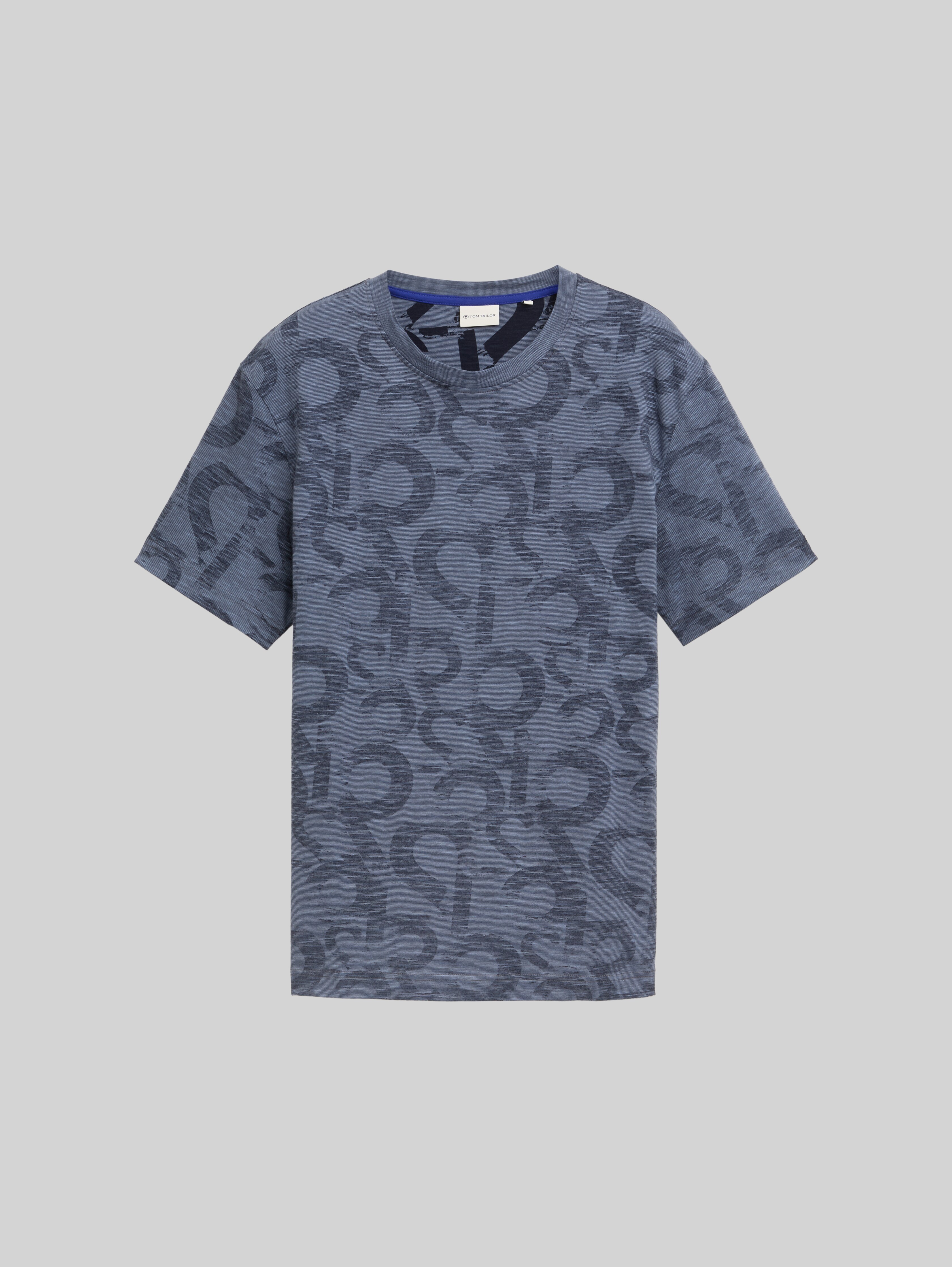 TOM TAILOR Denim Herren T-Shirt – Relaxed Fit Mit Allover-Print, Aus Baumwolle