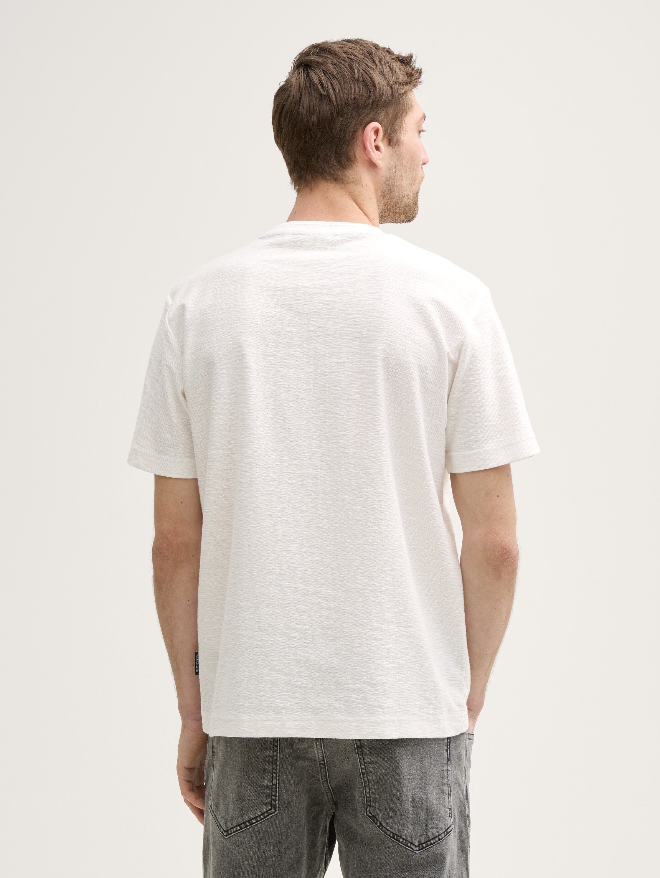 Basic T-Shirt mit Struktur - off_white_1 - 
