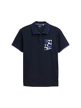 Ausgewählt, Poloshirt mit Logo-Print aus Baumwolle von Tom Tailor, blau