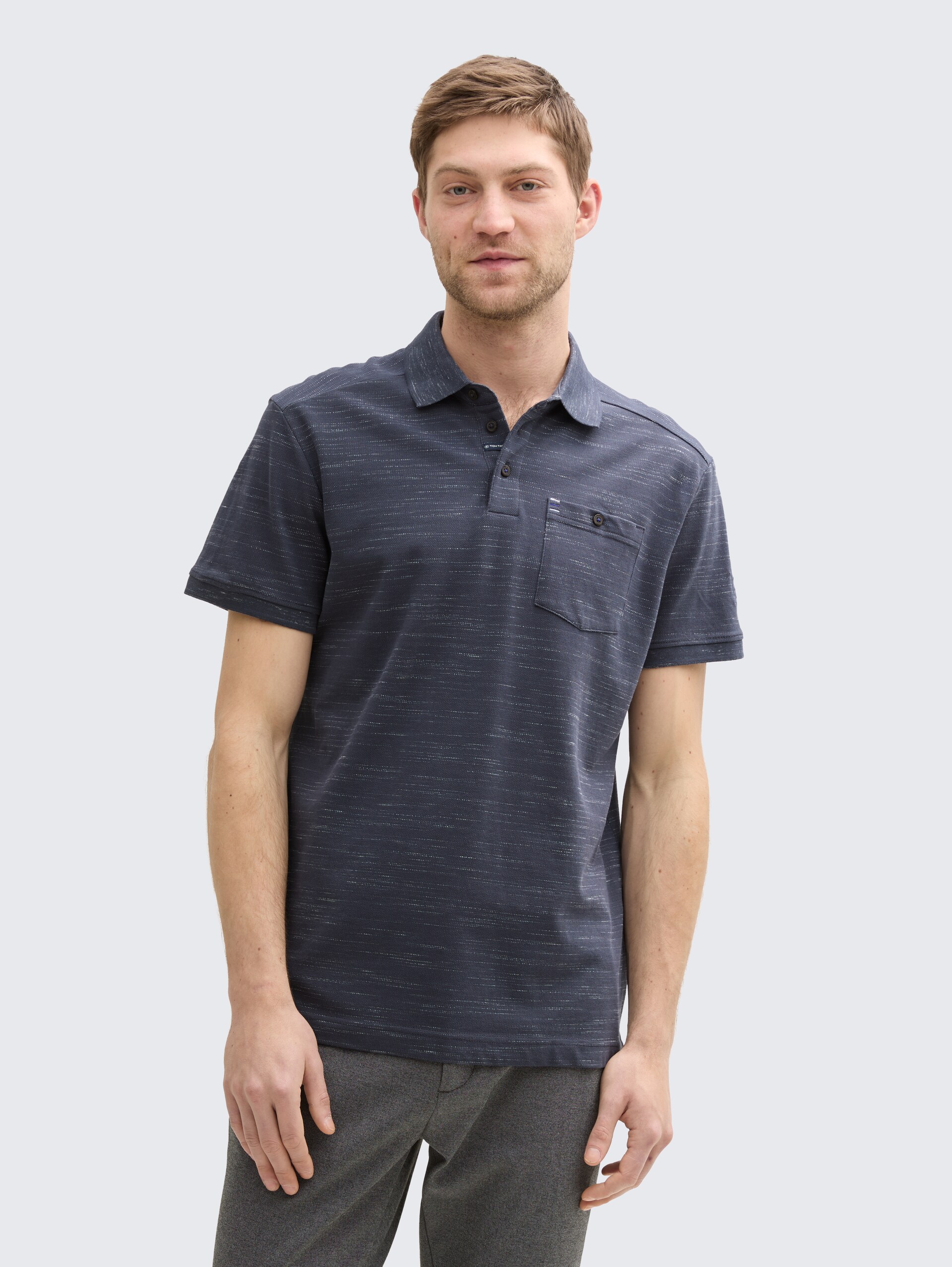 Poloshirt mit Brusttasche - Blueish Grey