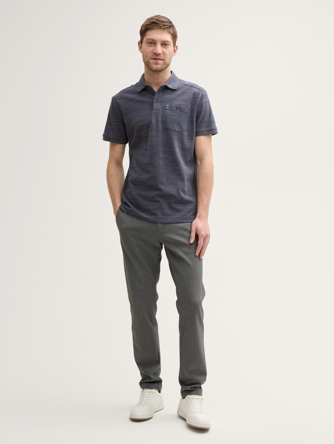 Poloshirt mit Brusttasche - Blueish Grey