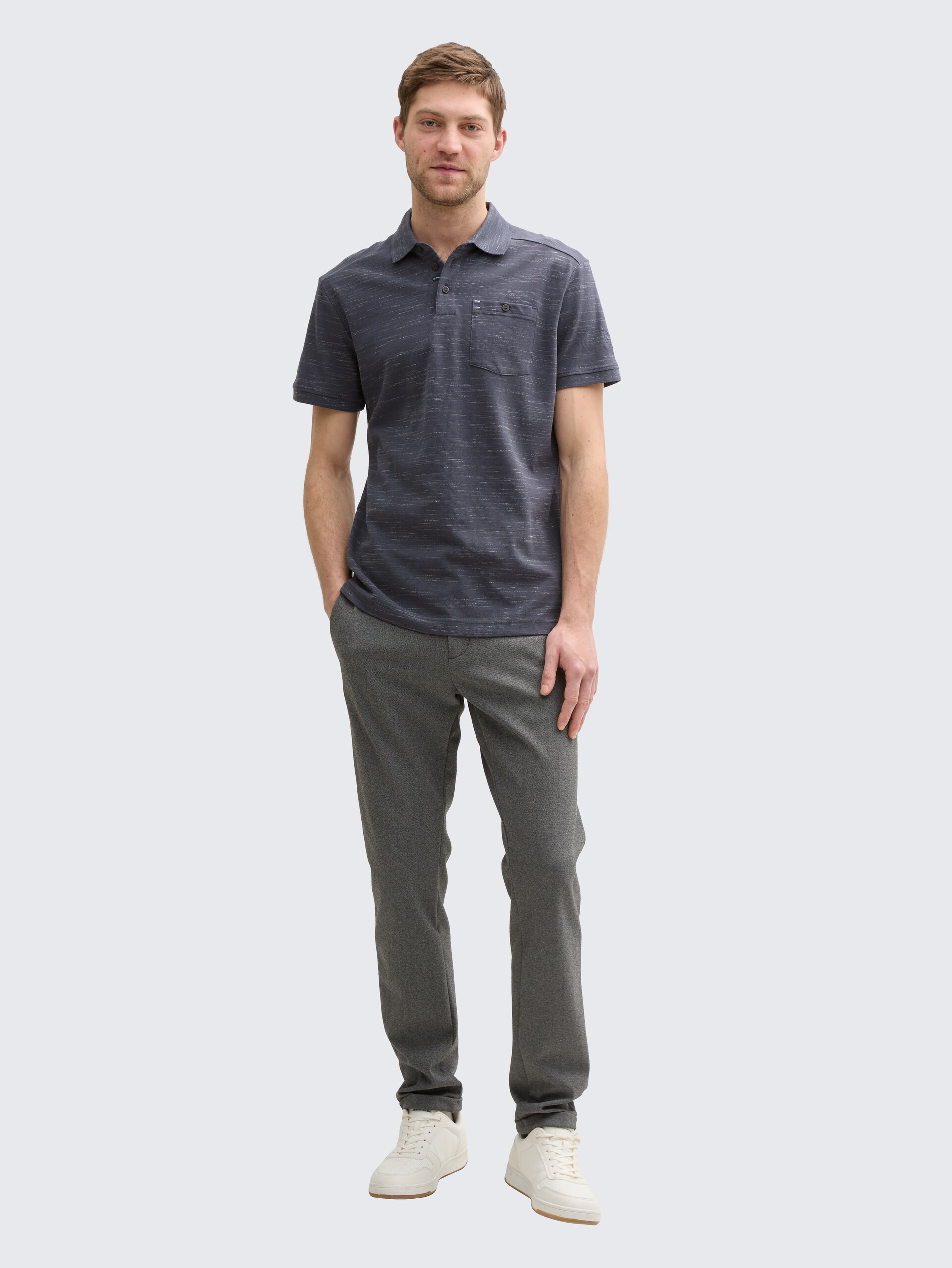Poloshirt mit Brusttasche - Blueish Grey