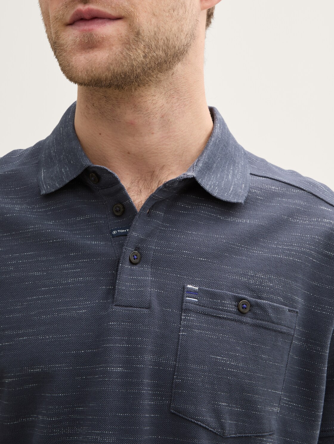 Poloshirt mit Brusttasche - Blueish Grey