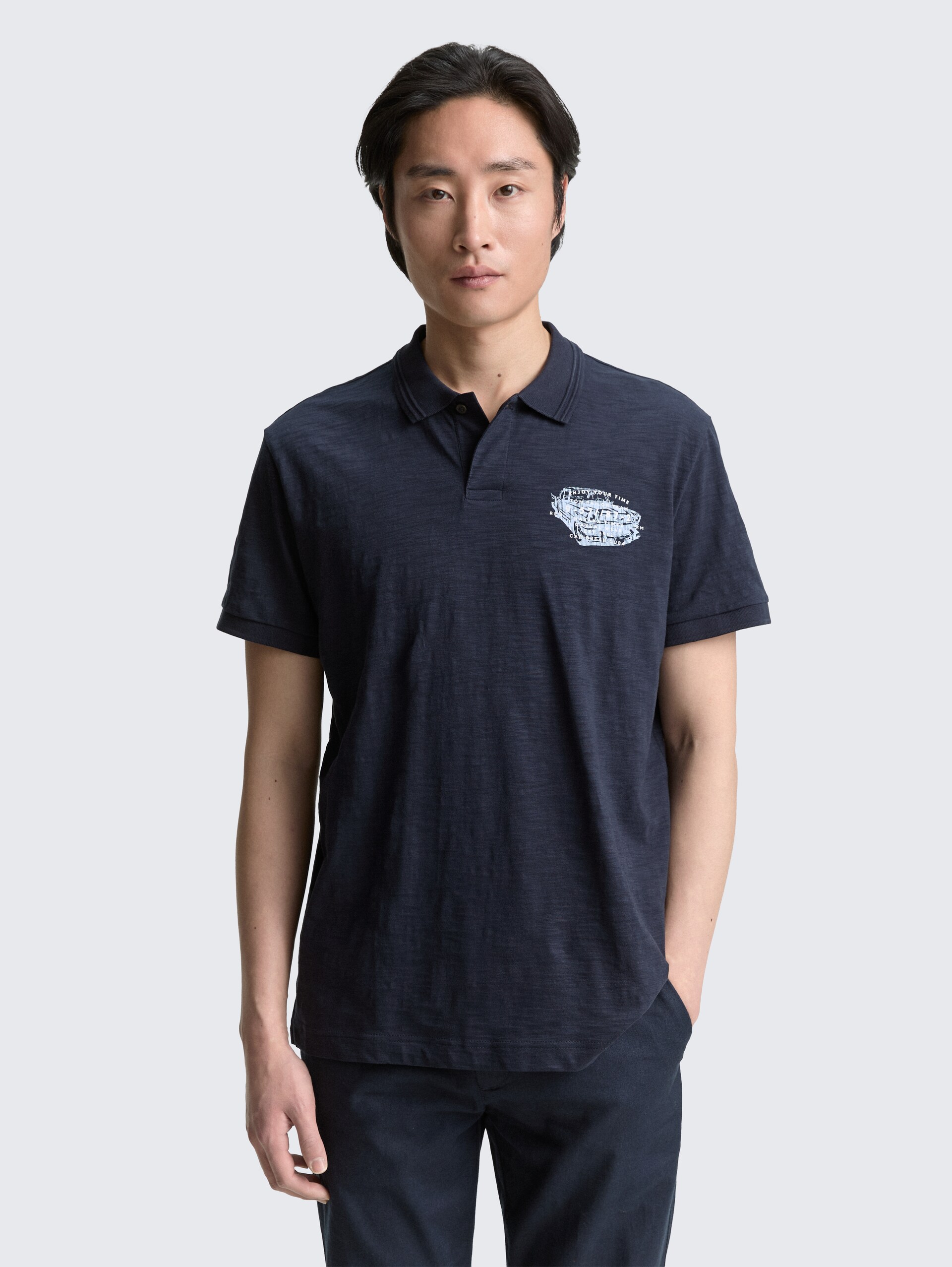 Poloshirt aus Baumwolle mit Print - sky captain blue