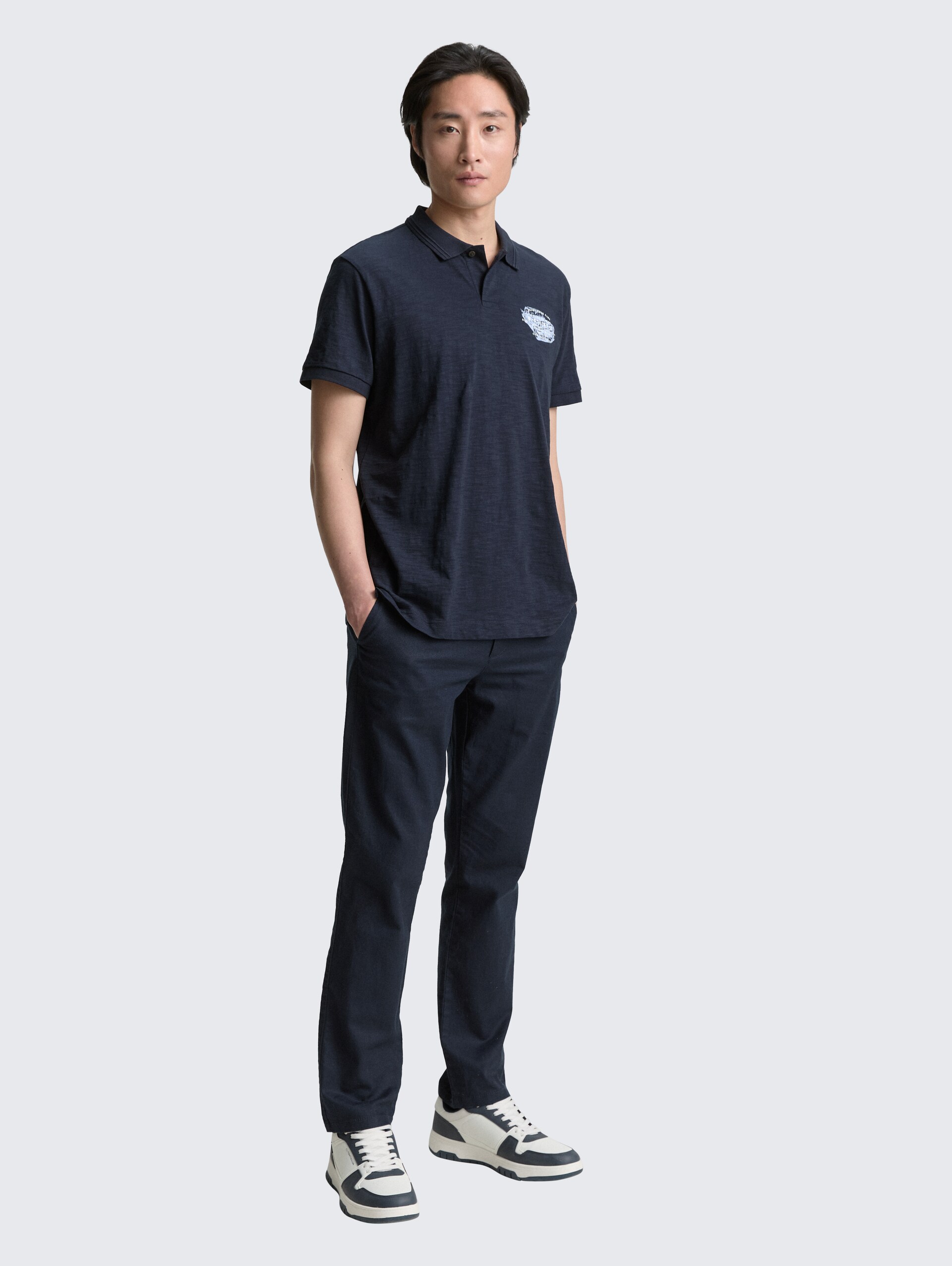 Poloshirt aus Baumwolle mit Print - sky captain blue