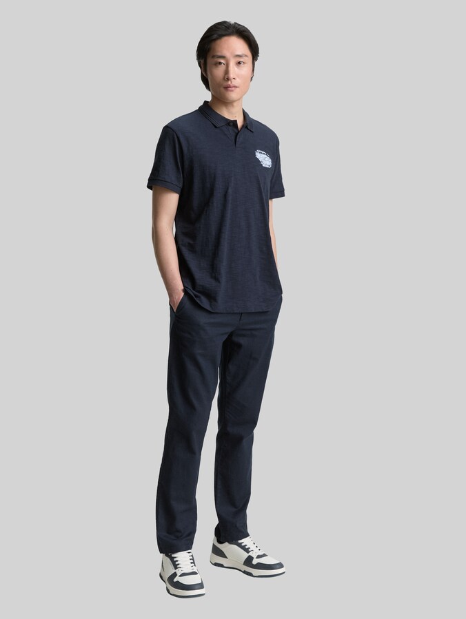 Poloshirt aus Baumwolle mit Print von Men, sky captain blue