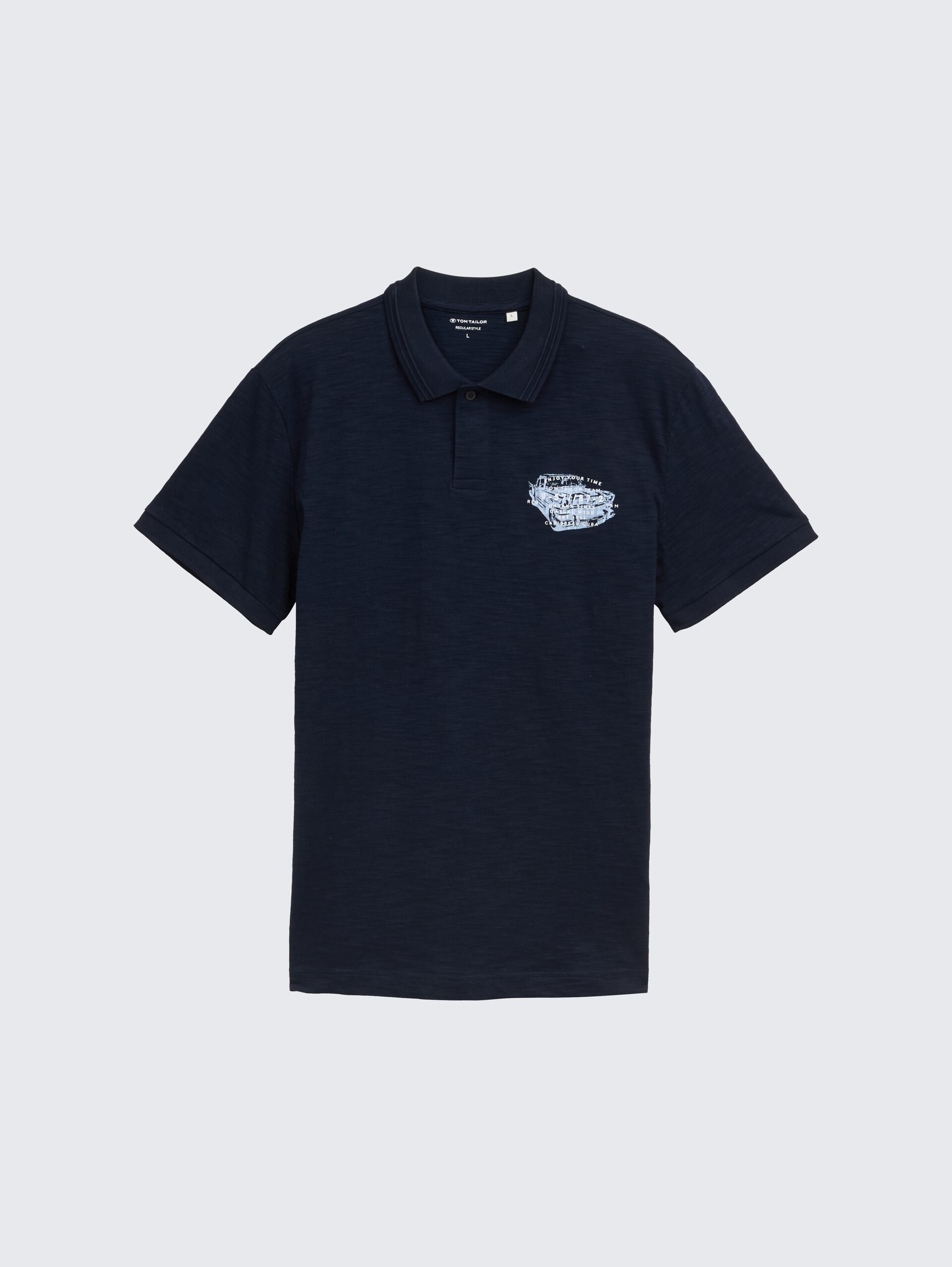 Poloshirt aus Baumwolle mit Print - sky captain blue