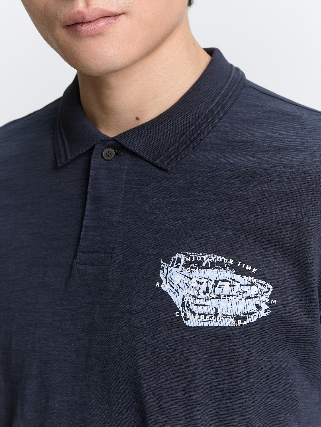 Poloshirt aus Baumwolle mit Print - sky captain blue