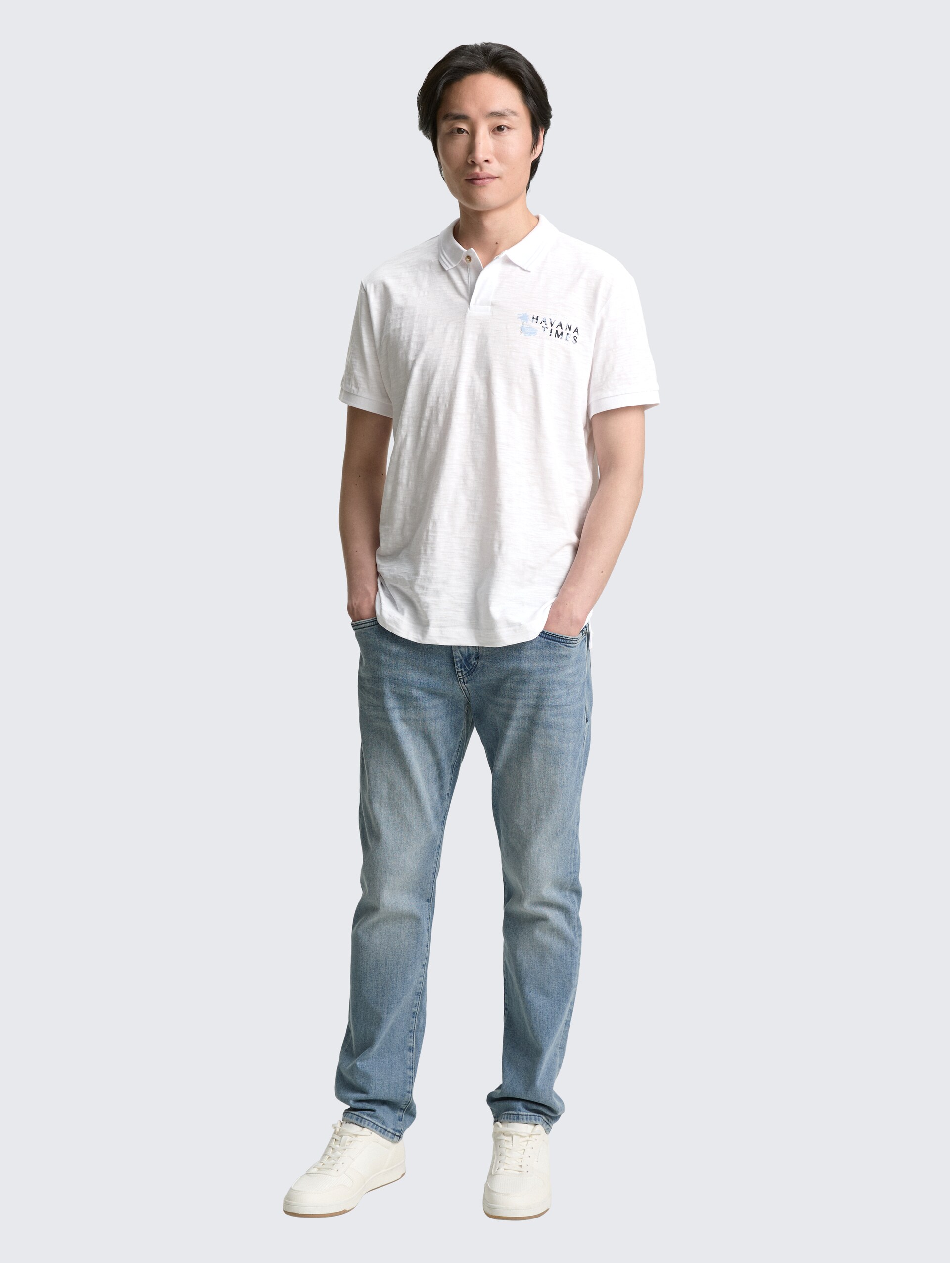 Poloshirt aus Baumwolle mit Print - White