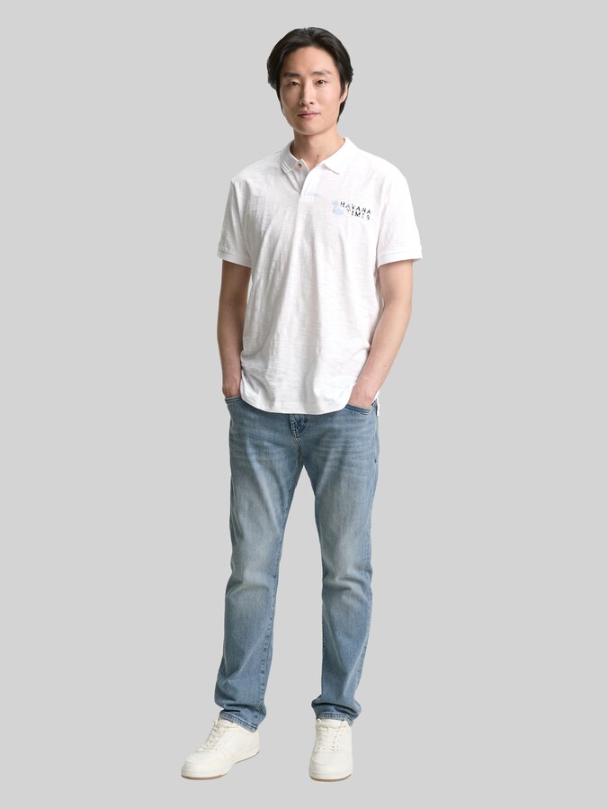 Poloshirt aus Baumwolle mit Print von Men, White