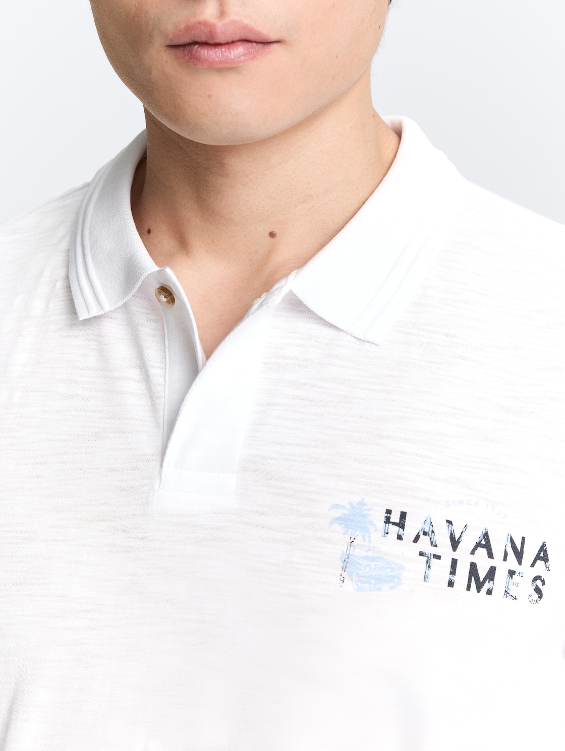 Poloshirt aus Baumwolle mit Print - White