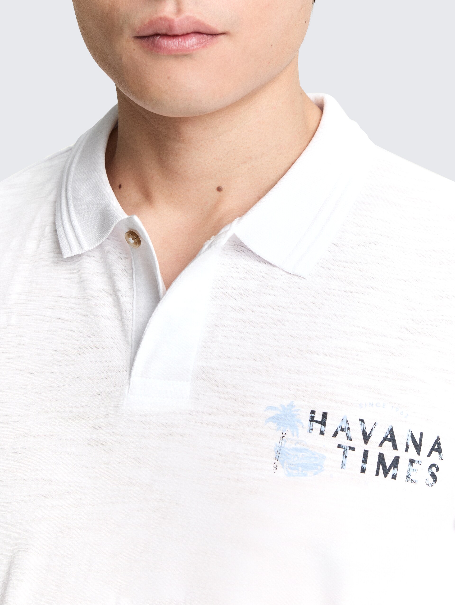 Poloshirt aus Baumwolle mit Print - White