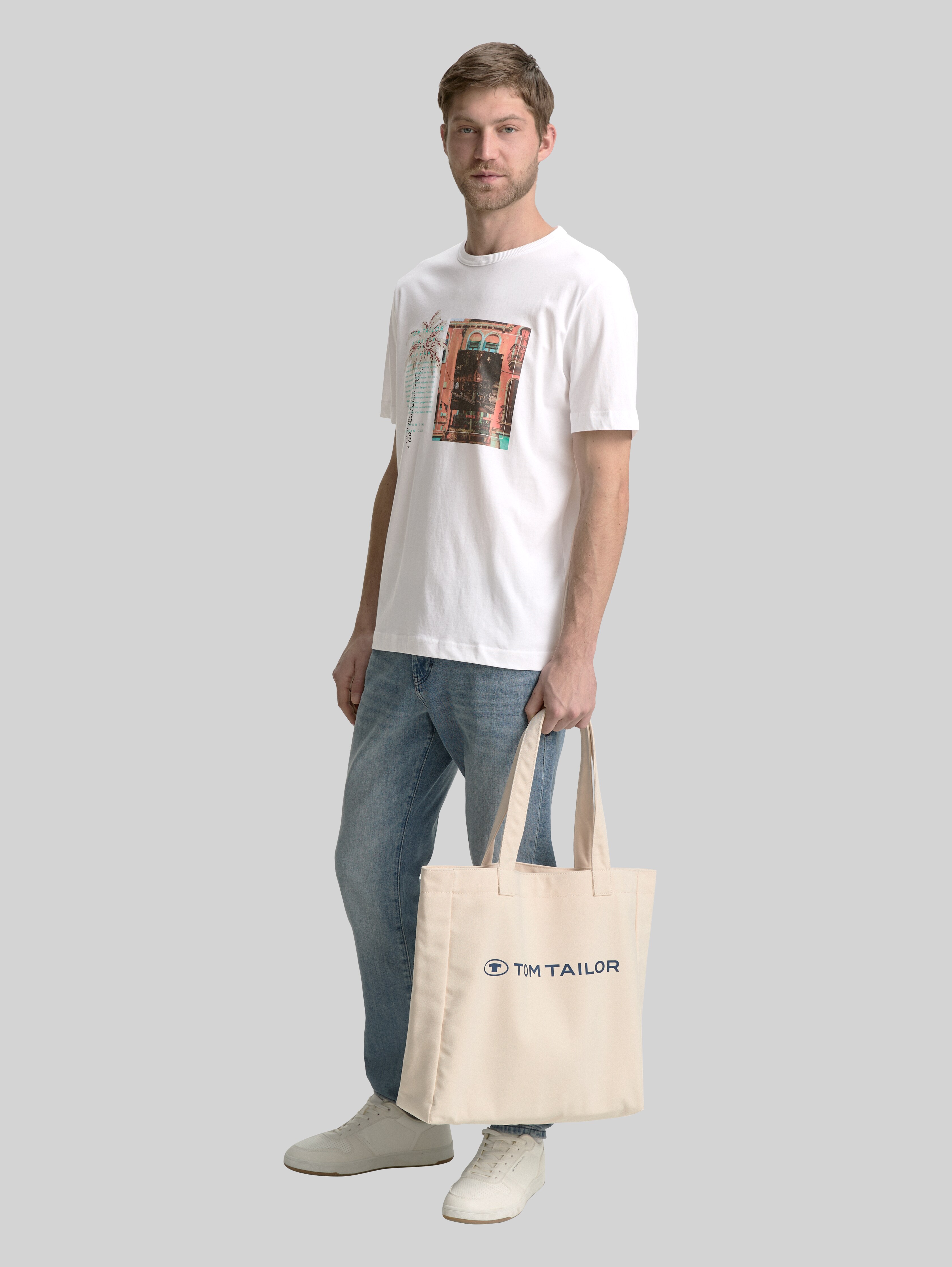 TOM TAILOR Herren T-Shirt Mit Foto-Print – Regular Fit, Aus Baumwolle