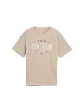 Ausgewählt, T-Shirt mit Logo-Print von Tom Tailor, braun