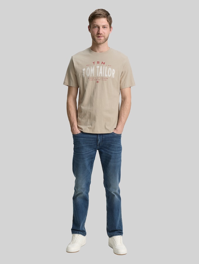 T-shirt met logo-opdruk door Men, Cashew Beige