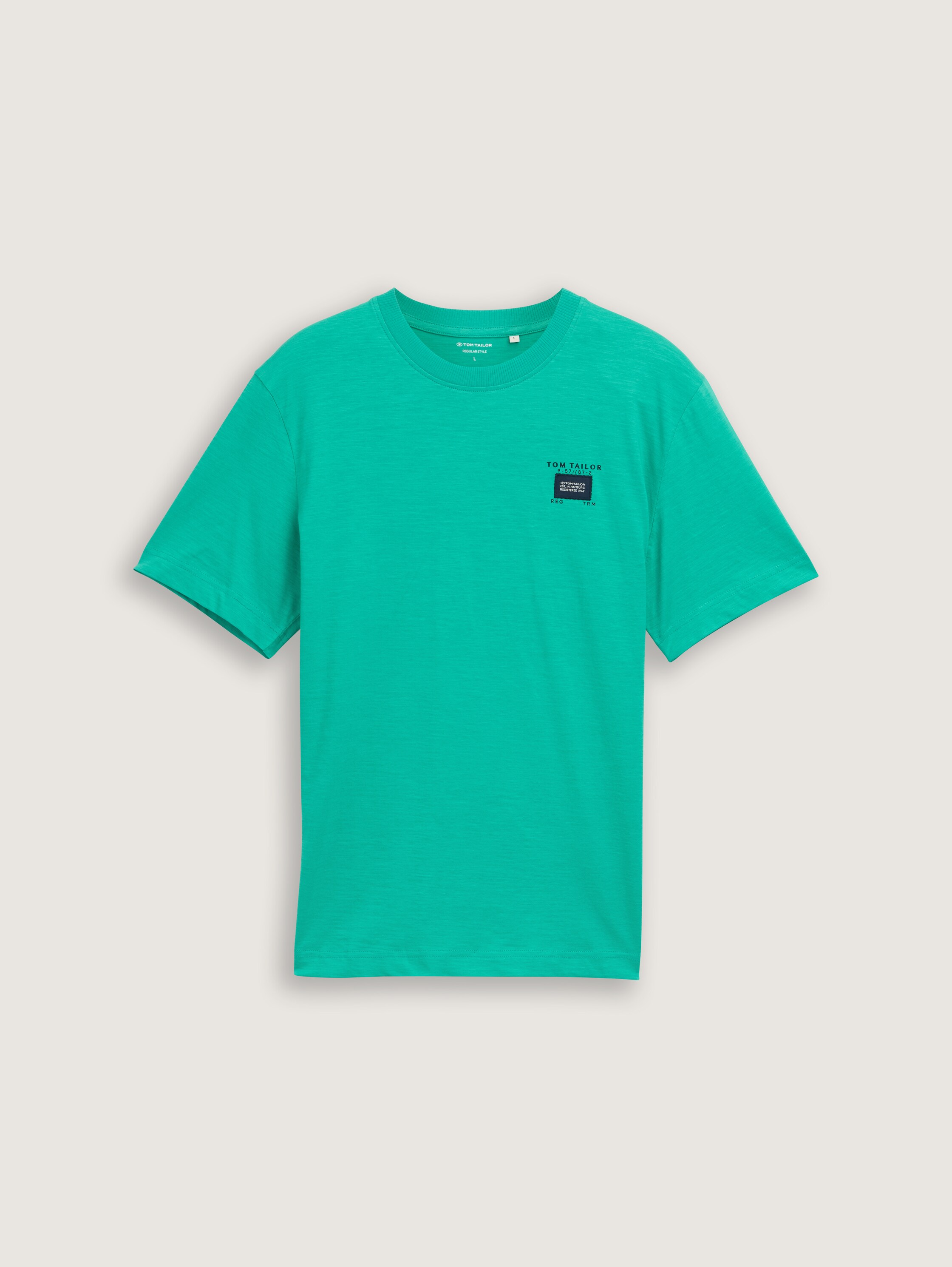 Basic T-Shirt in Melange-Optik - peacock_green_1 - 