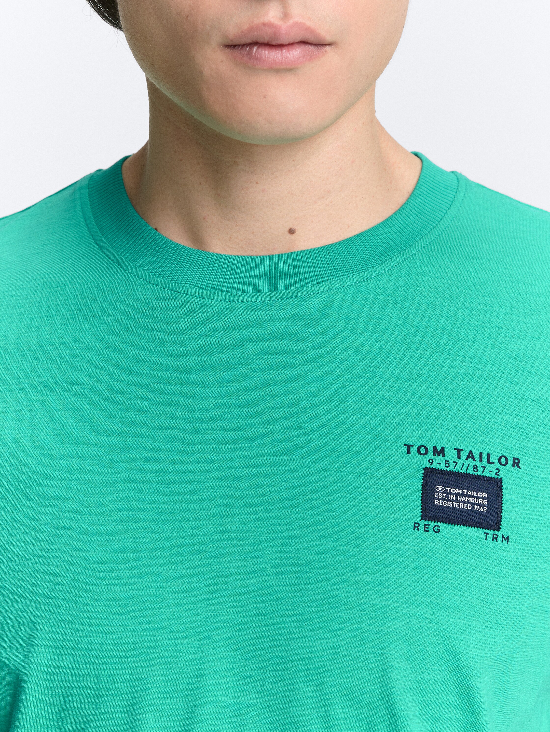 Basic T-Shirt in Melange-Optik - peacock_green_1 - 