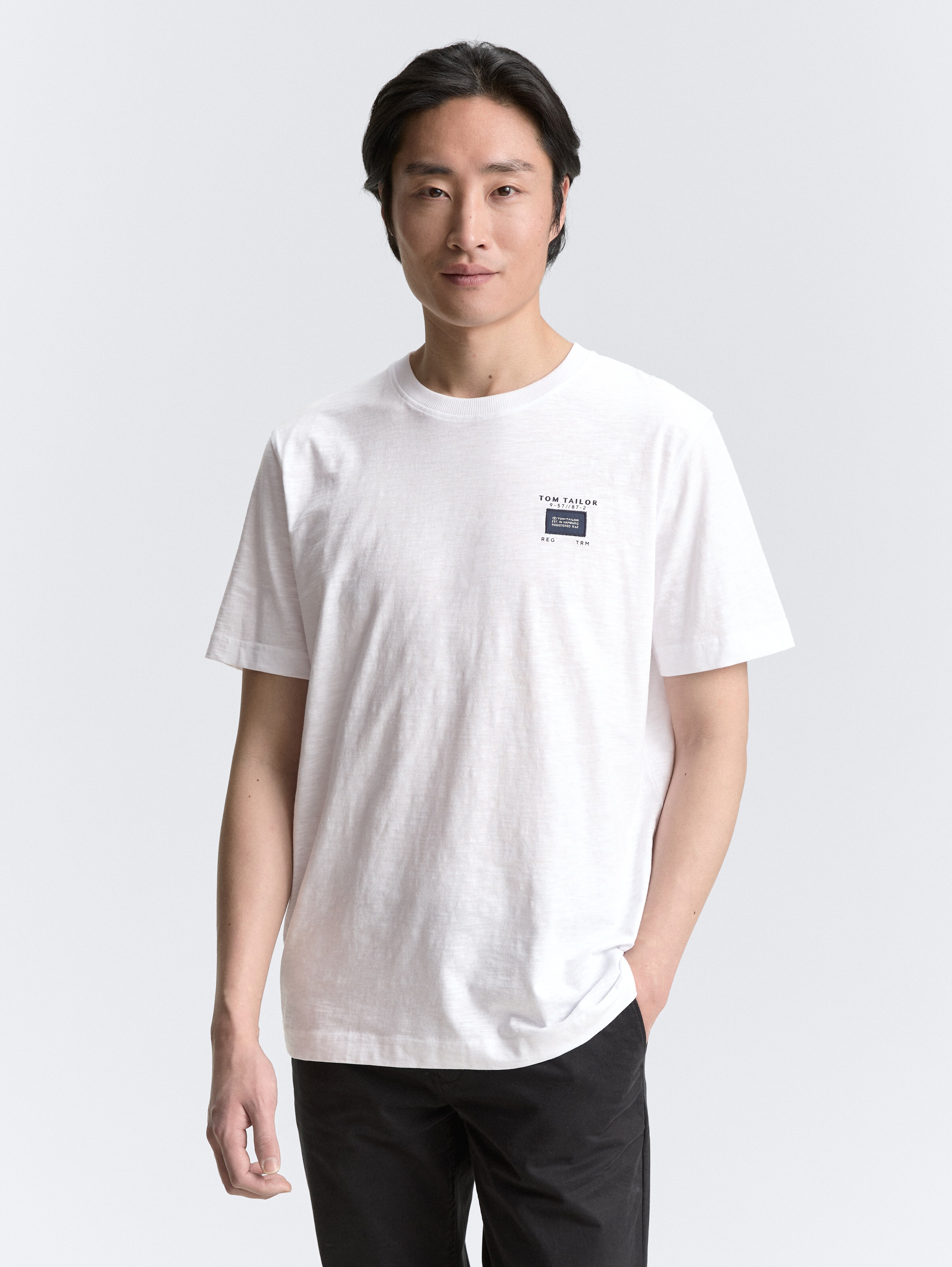 Basic T-Shirt in Melange-Optik von Men, White