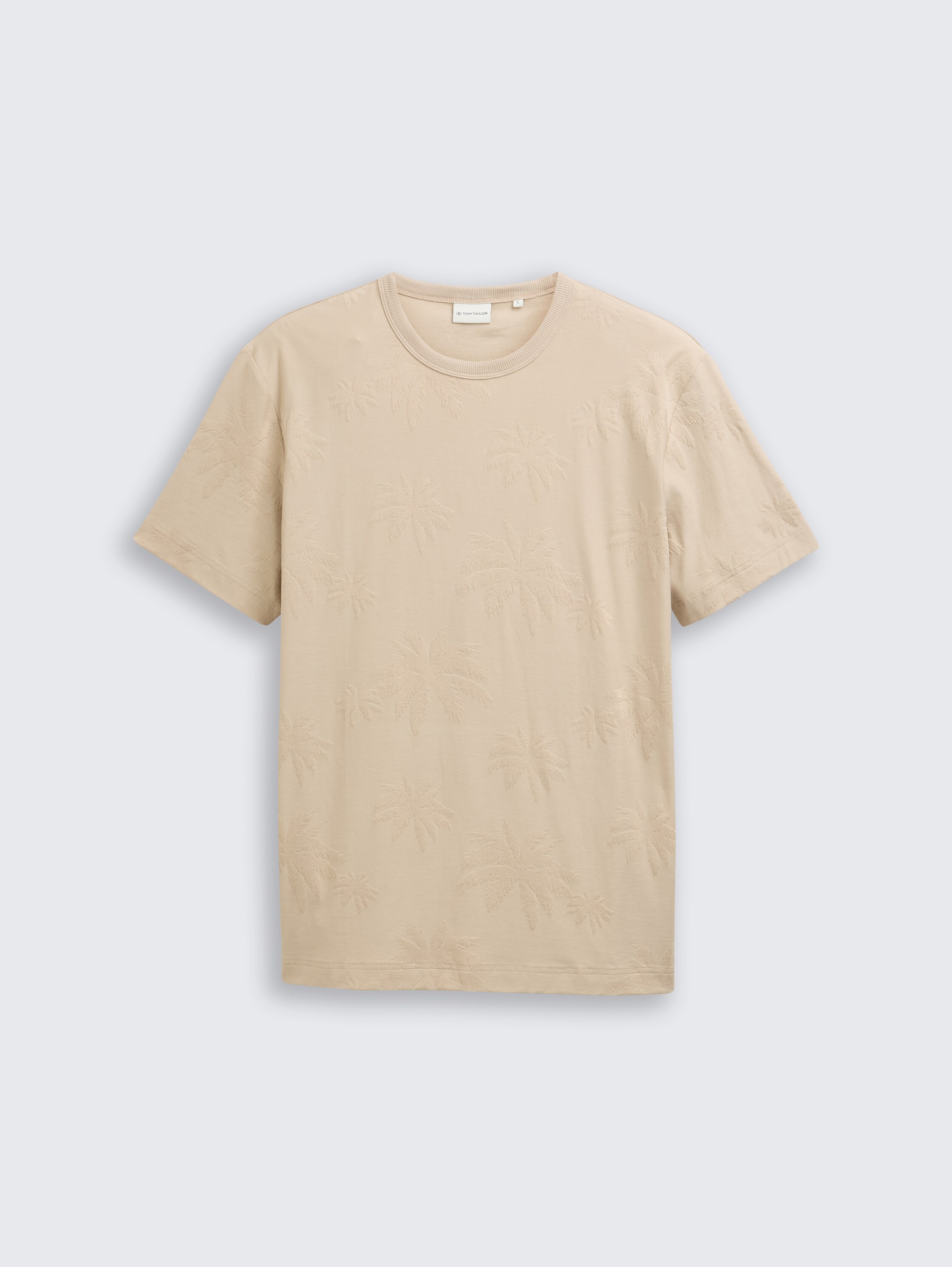 Jacquard T-Shirt mit Palmen-Motiv - beige_palm_jacquard - 