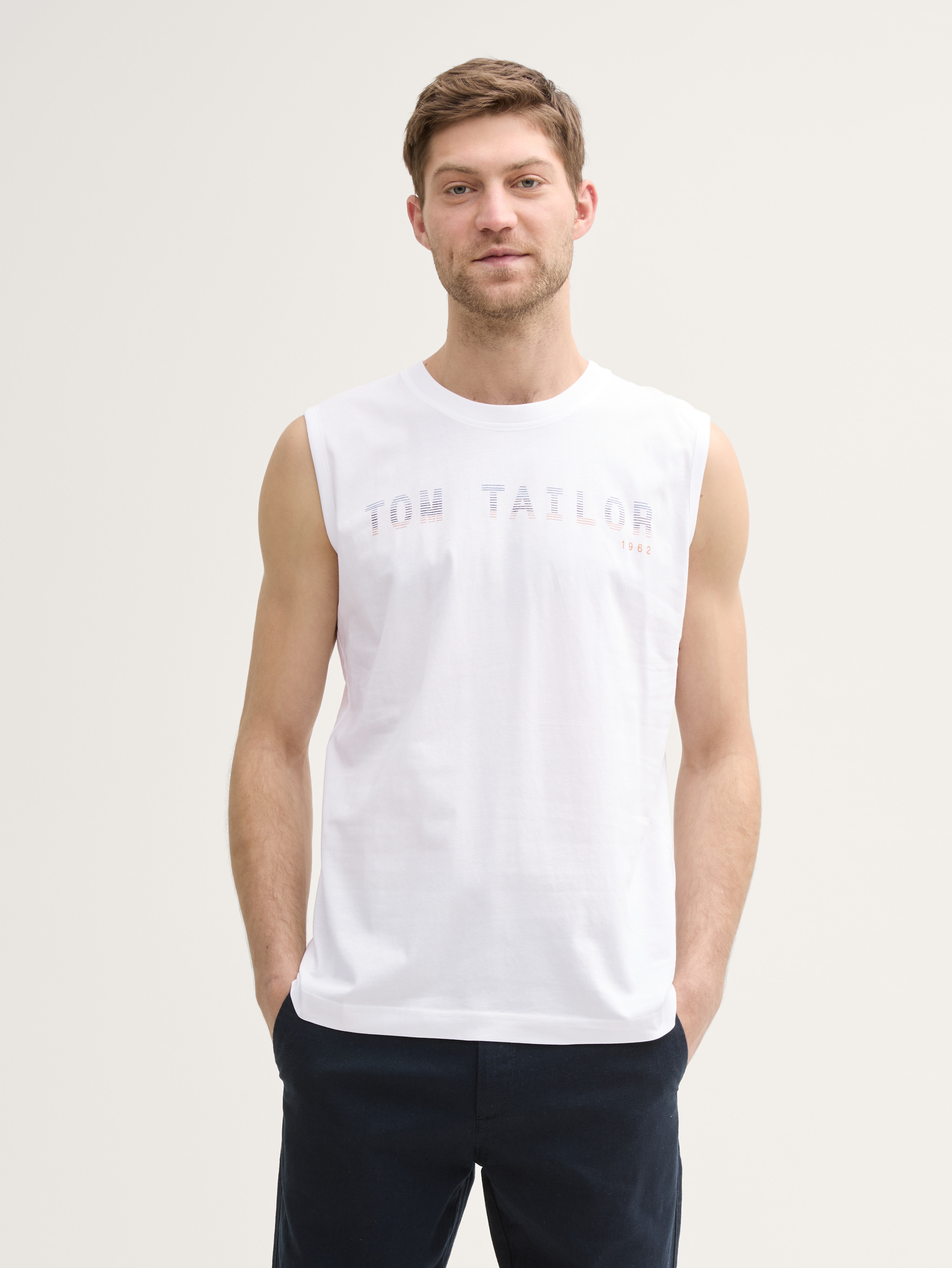 Tank top with logo print by Tom Tailor