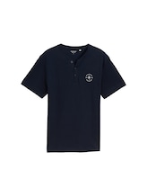Ausgewählt, Henley T-Shirt mit Logo-Print von Tom Tailor, blau
