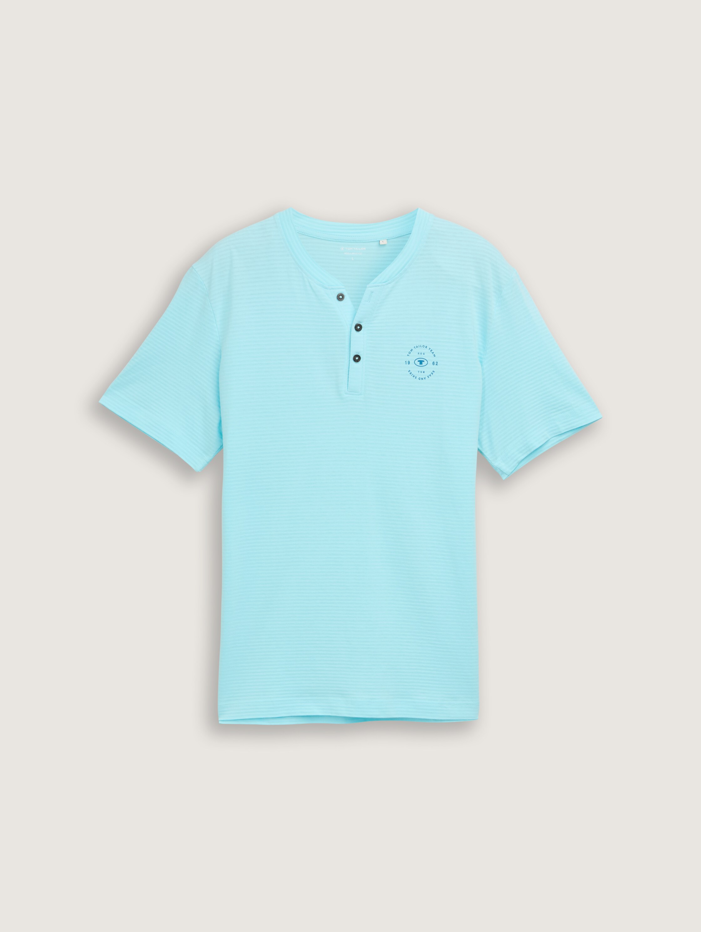 Henley T-Shirt mit Logo-Print - caribbean_turquoise - 