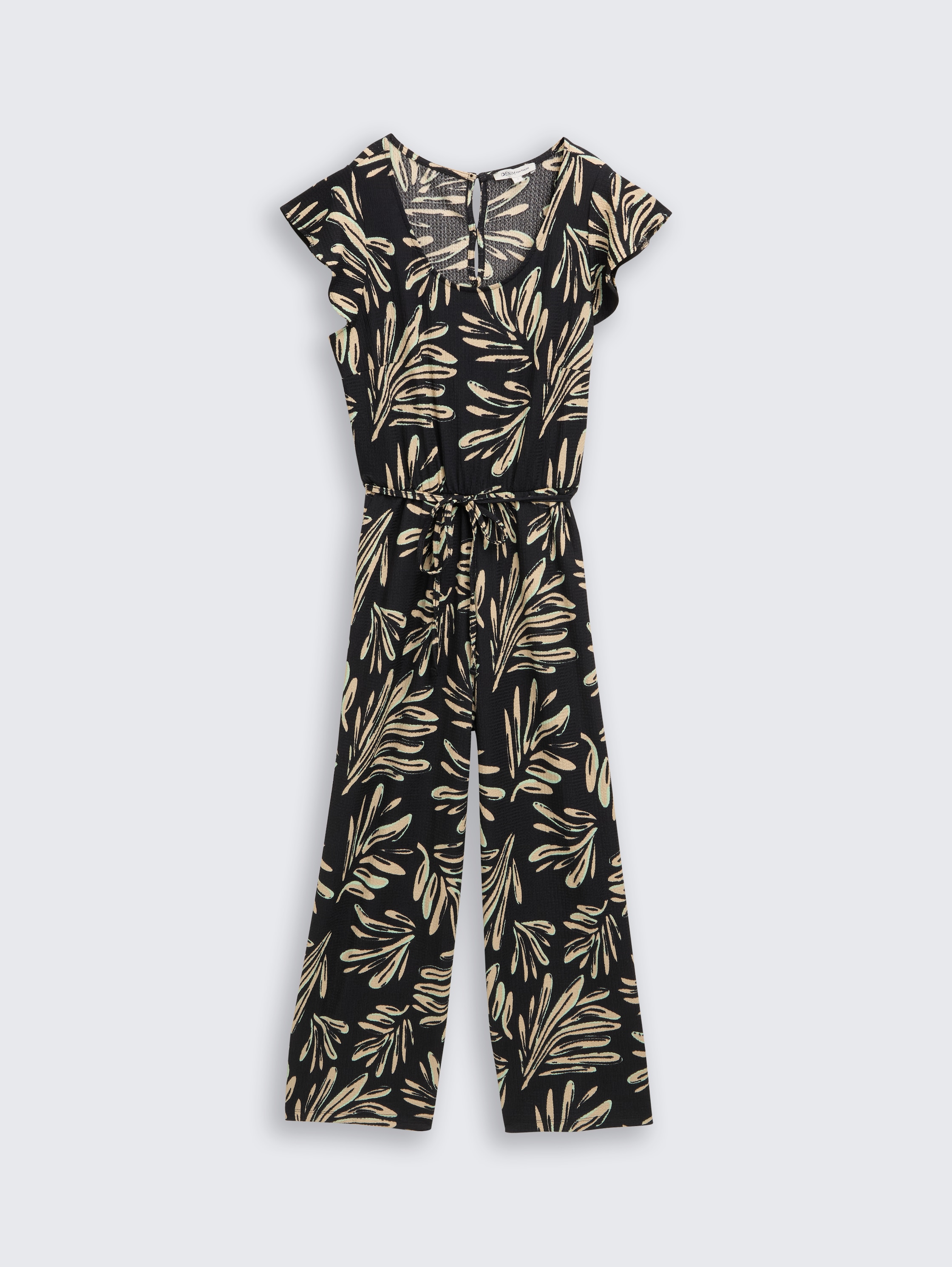 Culotte jumpsuit - abstract_black_beige_print - 