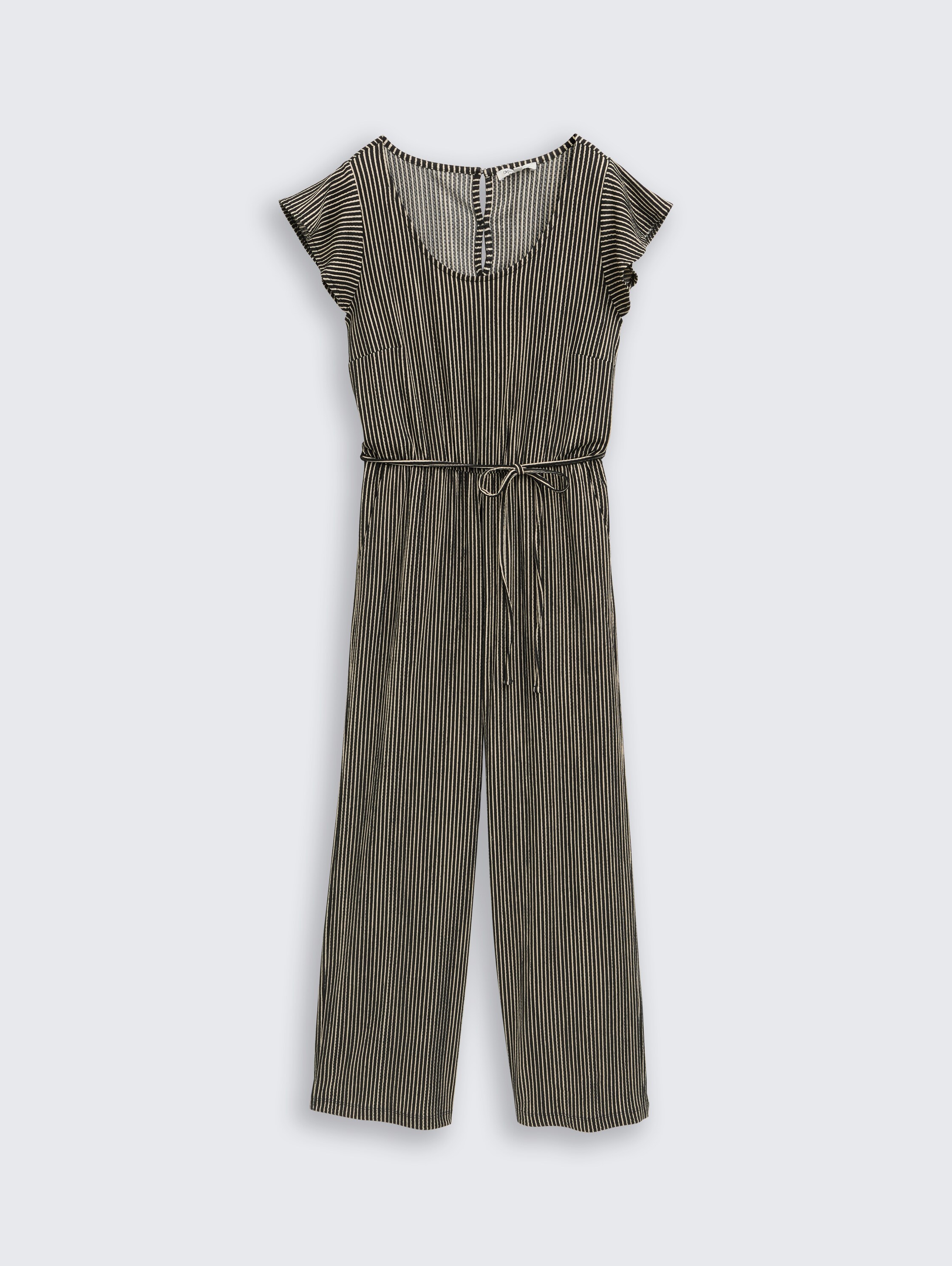 Culotte Jumpsuit - black_beige_stripe - 