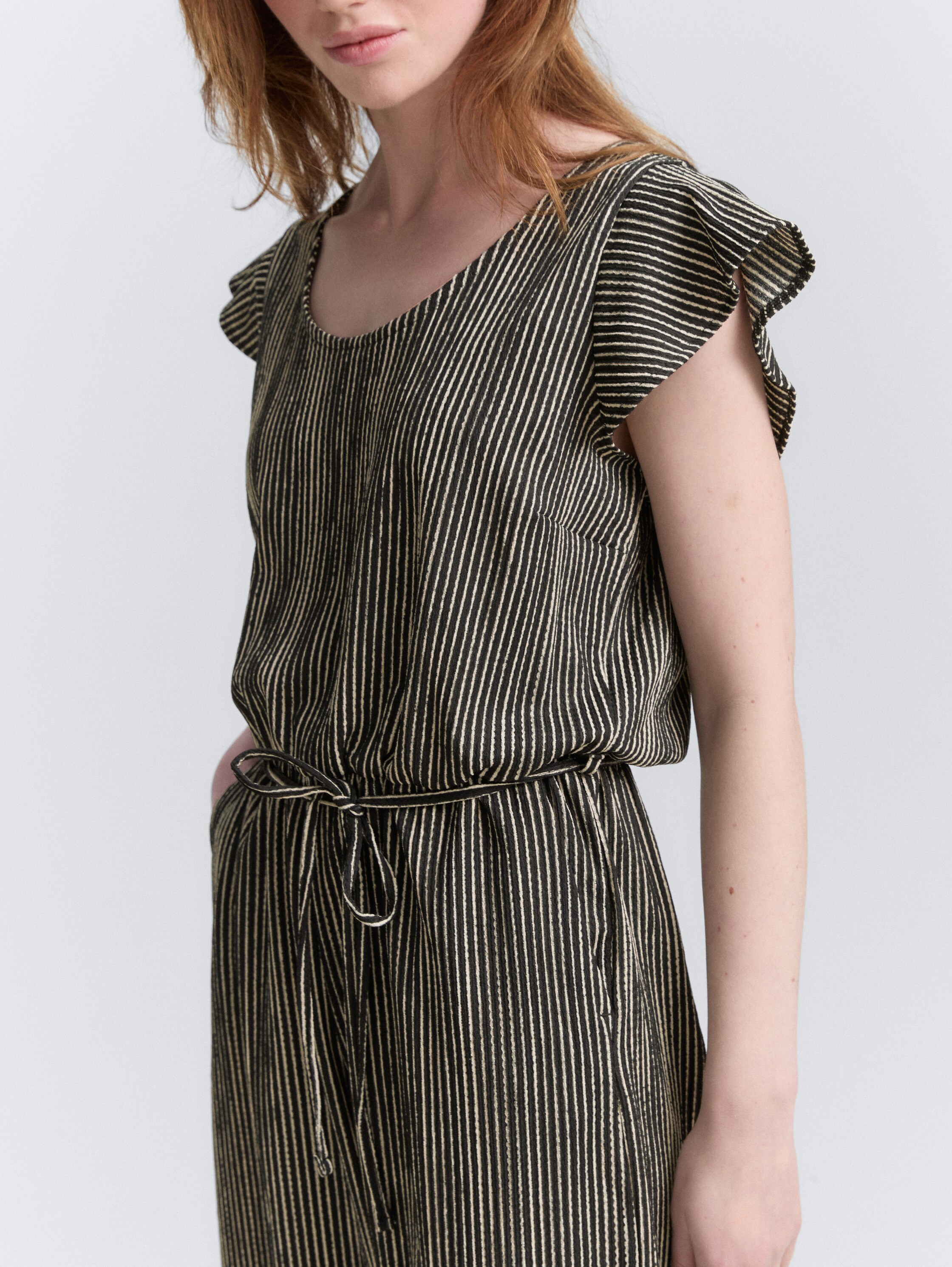Culotte Jumpsuit - black_beige_stripe - 