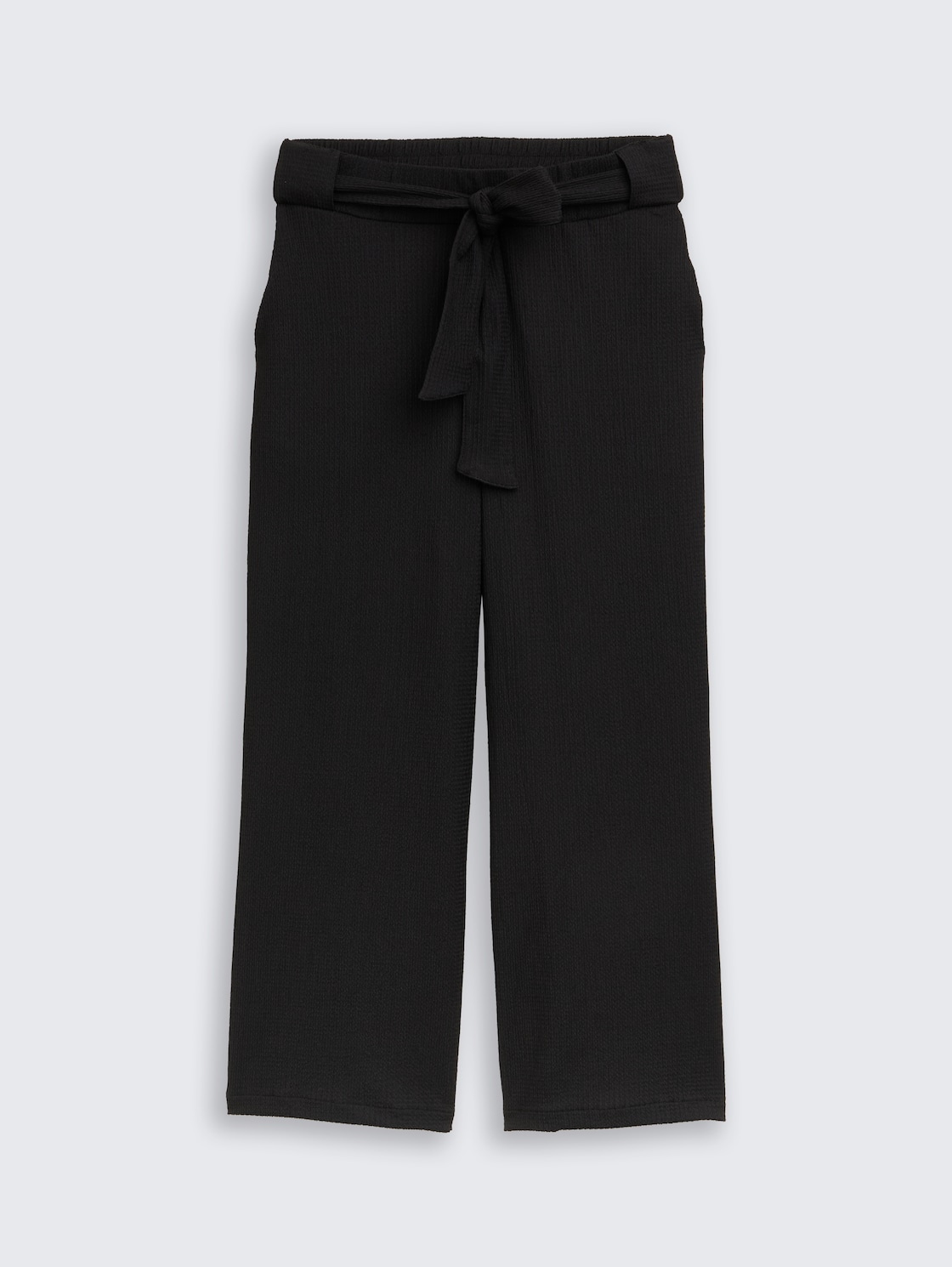 High Waist Culotte Hose mit Bindegürtel - deep black - Vorder-Produkt-Ansicht